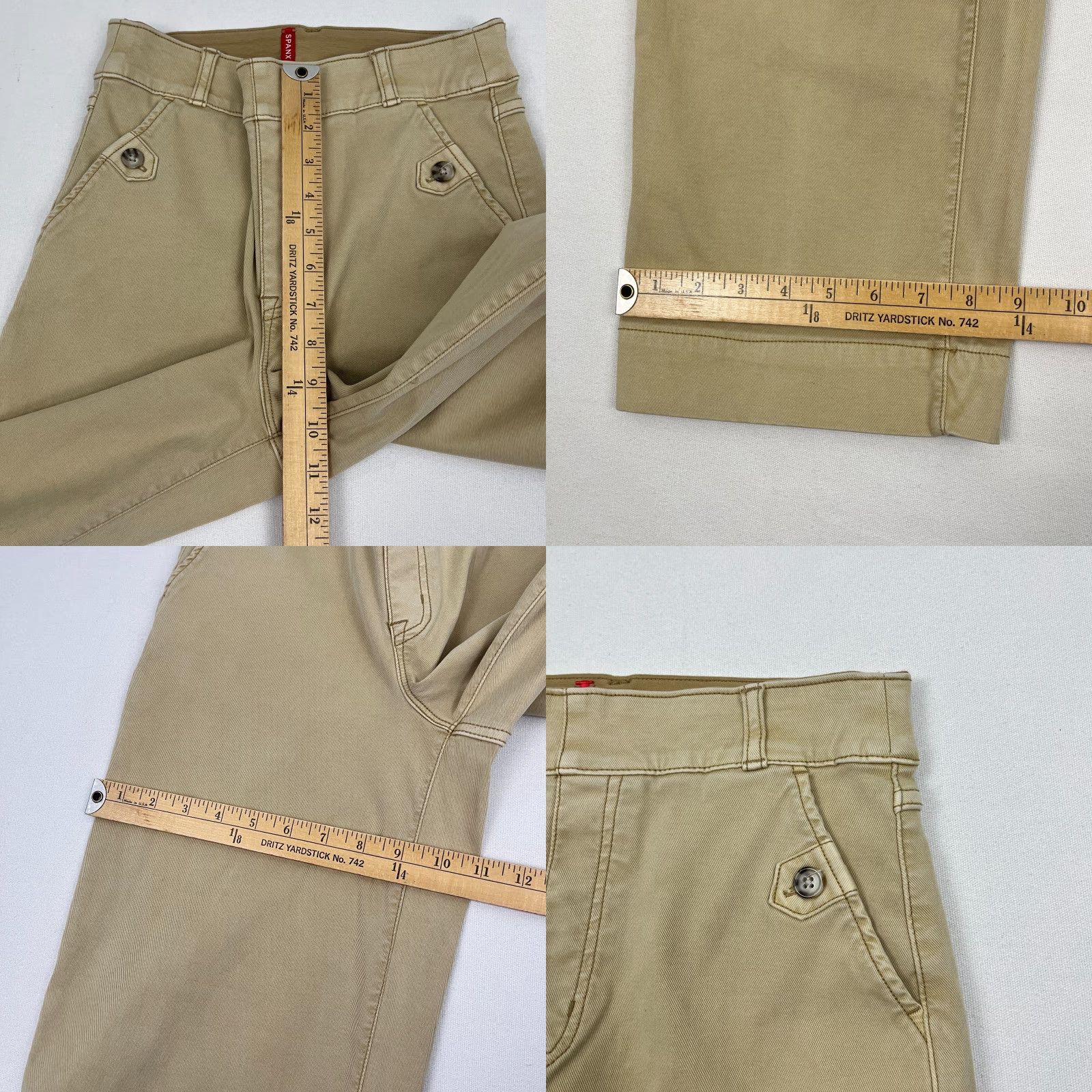 Spanx Spanx Pants Womens S W26 L26 Khaki Brown Stretch Twill 20312 Cropped Wide Leg Size 28" / US 6 / IT 42 - 8 Thumbnail