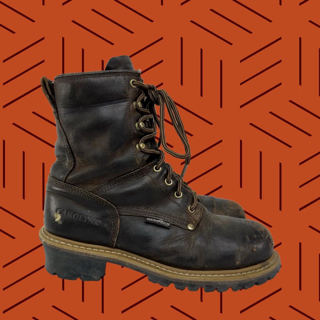 Vintage CAROLINA Elm Logger Boots Steel Toe Brown Leather 8” Men’s 10 D Size US 10 / EU 43 - 1 Thumbnail
