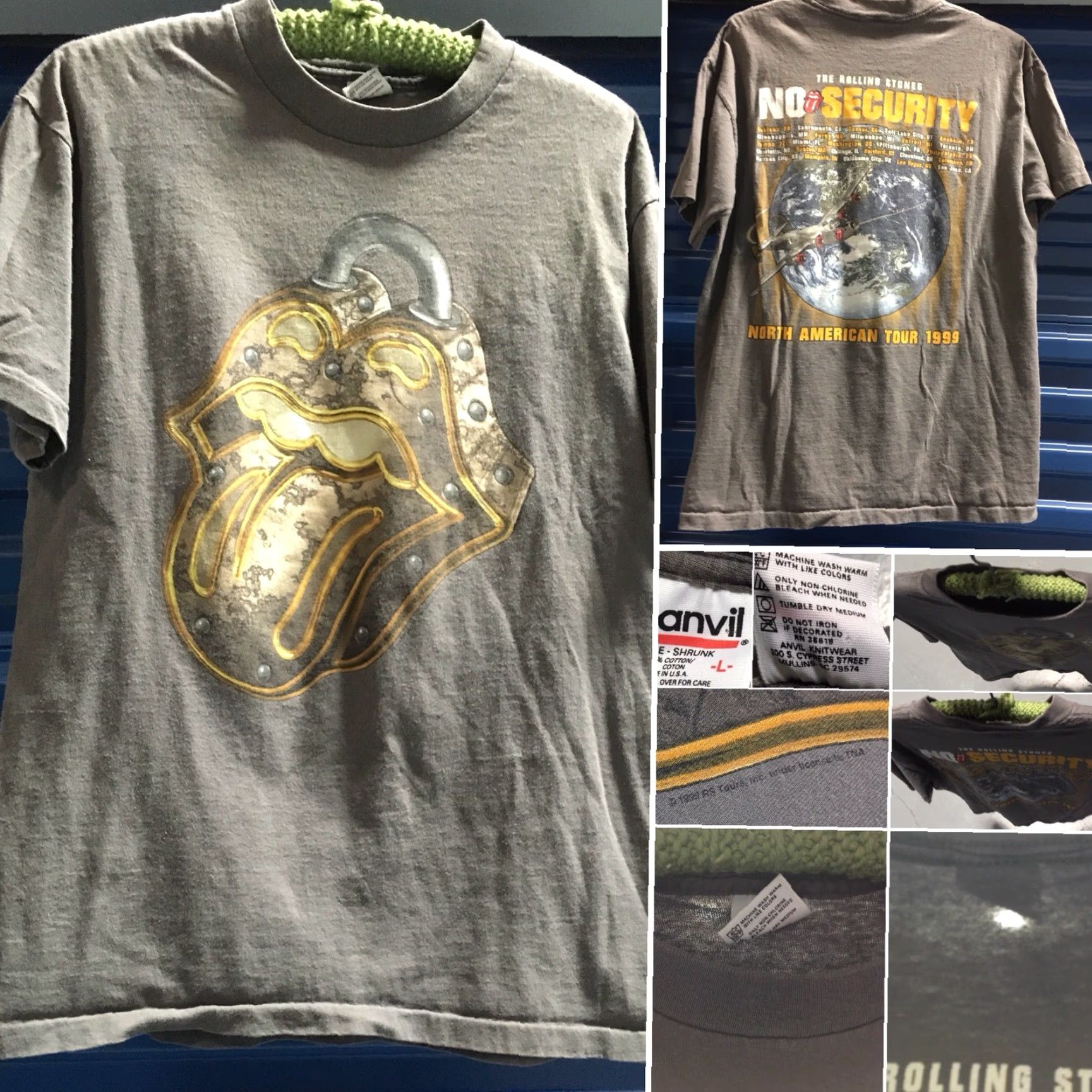 Anvil VINTAGE The Rolling Stones No Security North American Tour 1999 T Shirt L Men Gray 1990s Graphic Tee Anvil USA Size US L / EU 52-54 / 3 - 5 Thumbnail