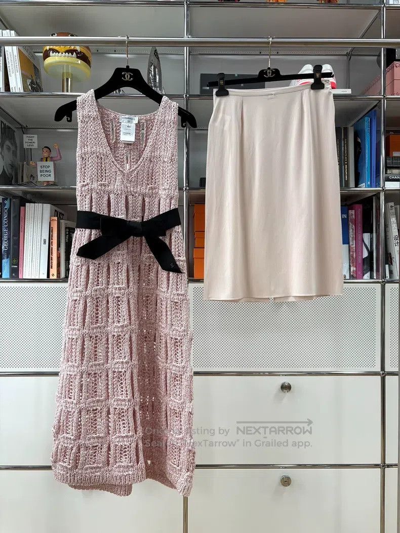 Chanel Chanel 25s pink hollow knitted bow belt dress Size XXS / US 00 / IT 34 - 5 Thumbnail