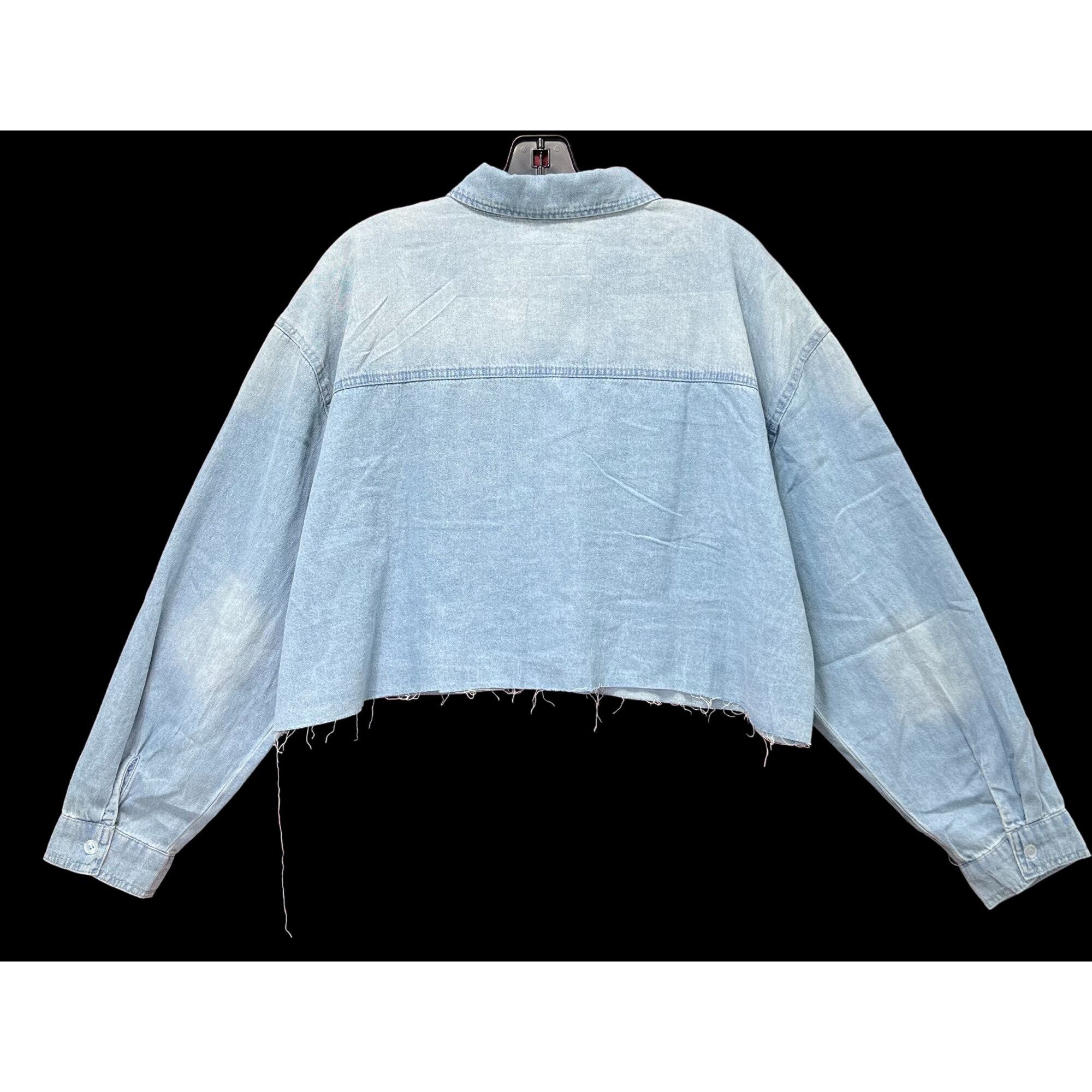 rue21 Rue 21 - Women's Chambray Long Sleeve Button Down Shirt With Size XL / US 12-14 / IT 48-50 - 2 Thumbnail
