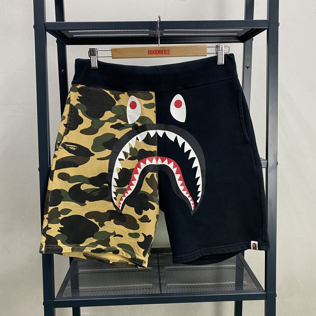 Bape shark shorts black best sale