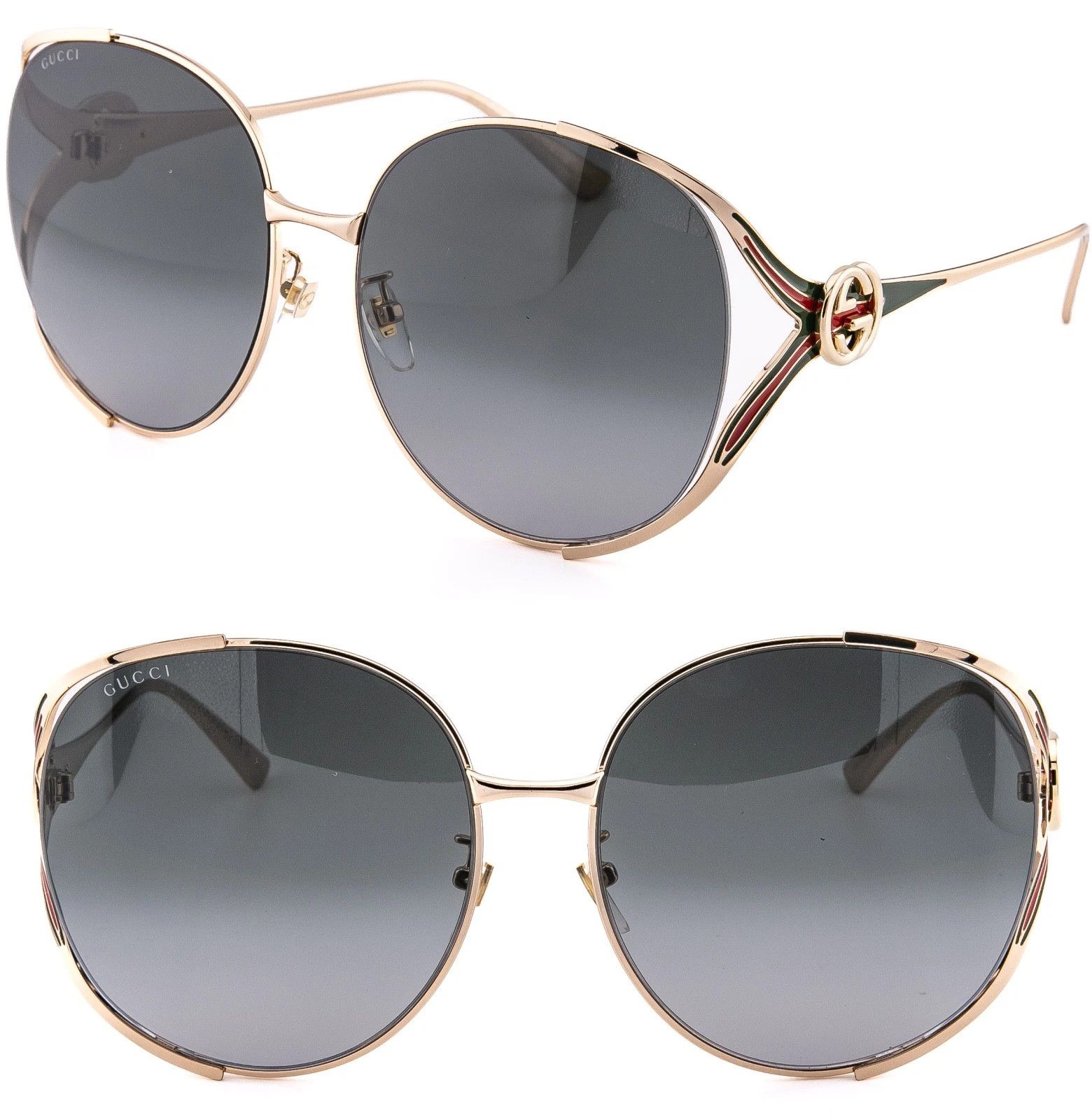 Gucci GG1936S 002 Sunglasses Gunmetal Grey Shield Frame, Grey Lenses Gucci GUCCI 1936 Gg1936S Gray Black Logo Metal Mask  main image 3