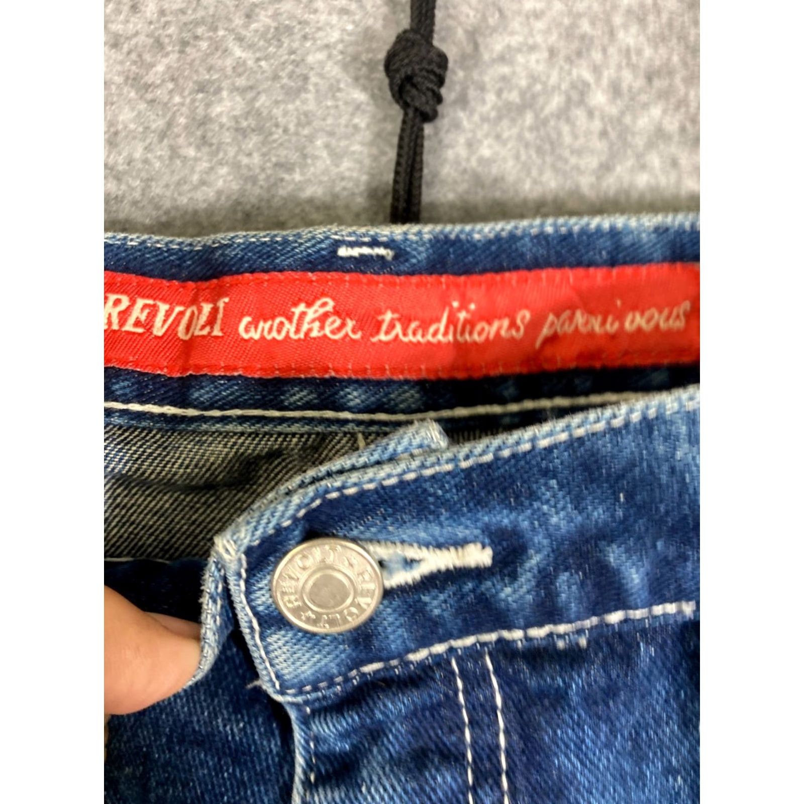 Denime Revolt Bootcut Womens Jeans 22 Blue Denim Striped Straight Leg Waistband Pockets Jeans 90s Womens (Plus) Blue Size 40" / US 18 - 4 Thumbnail