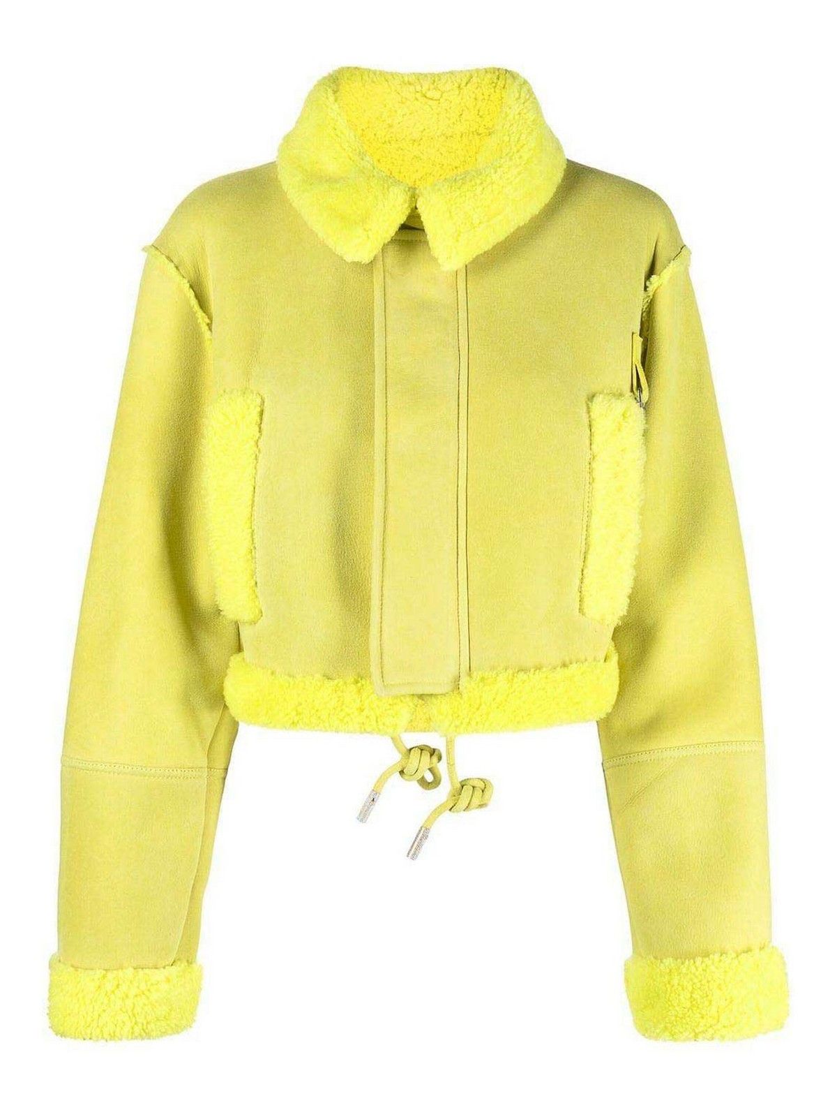 Off-White o1gr1nt0325 Shearling Crop Jacket in Yellow Size XS / US 0-2 / IT 36-38 - 1 Thumbnail