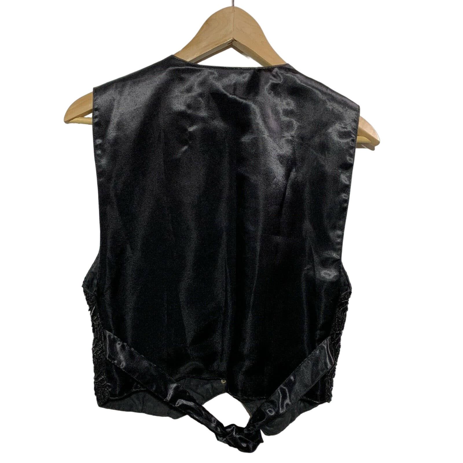 Handmade Black Handmade Beaded vintage Lace Snap vest Small 1980-1990 Size S / US 4 / IT 40 - 2 Thumbnail