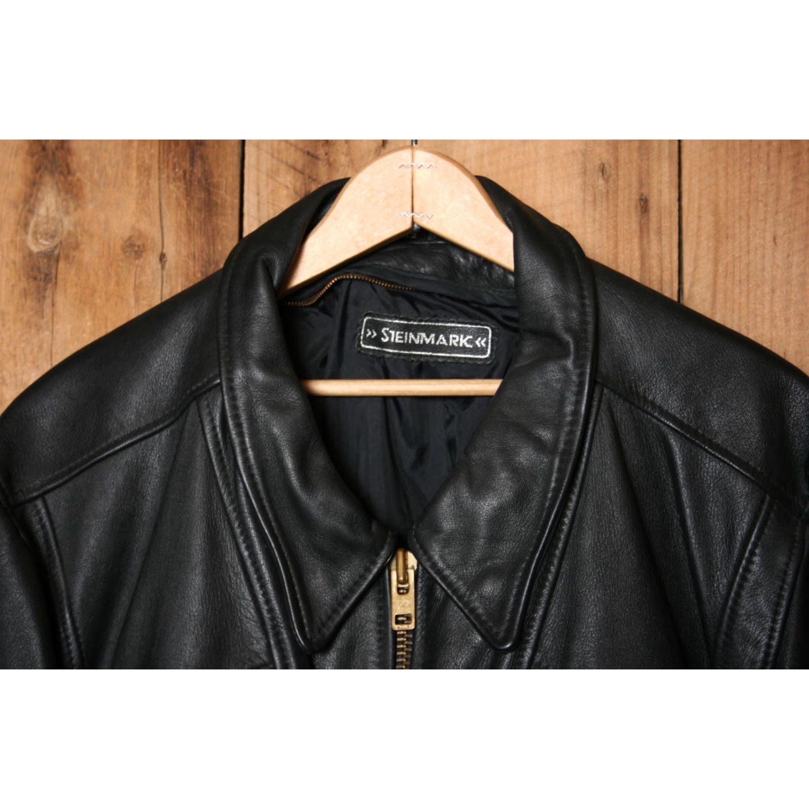Vintage VINTAGE Steinmark Black Leather Motorcycle Jacket Mens Sz. 52 Regular Size 52 - Missing Liner - Mens Leather Motorcycle Jacket Black Bau Size US L / EU 52-54 / 3 - 2 Thumbnail
