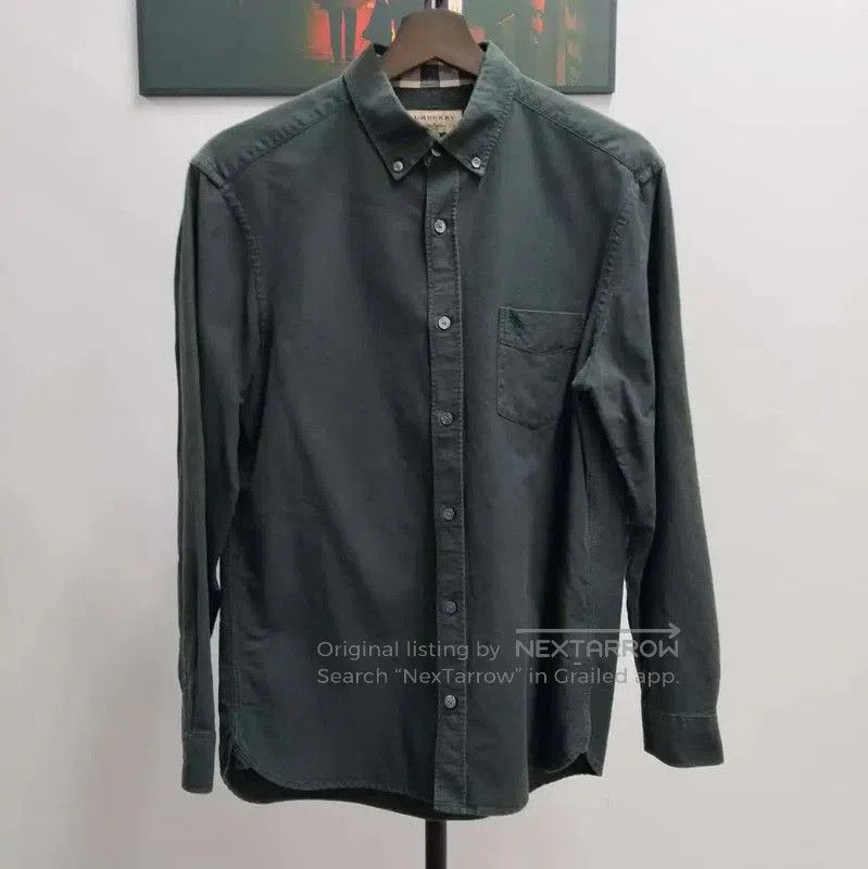 Burberry Long Sleeve Cotton Shirt in Dark Green.