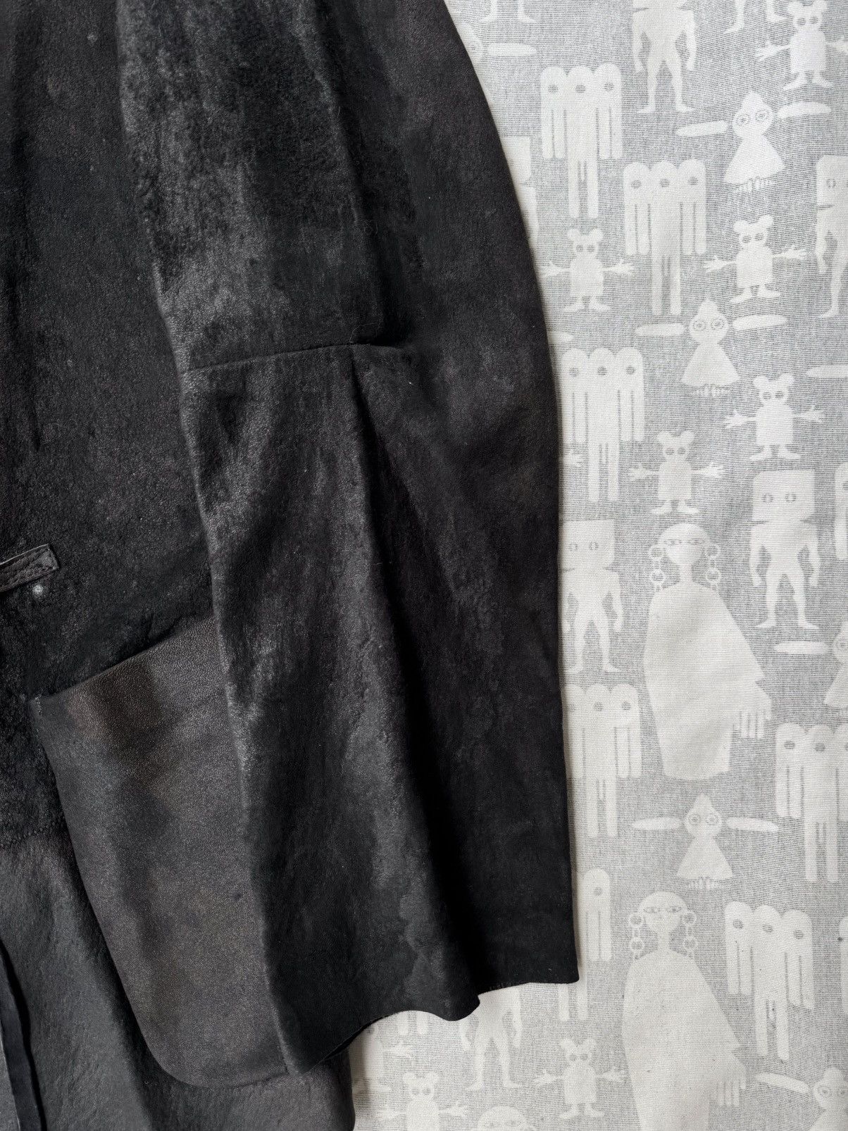 Ann Demeulemeester Ann Demeulemeester AW02 Textured Leather Opened Tie Jacket Size US XS / EU 42 / 0 - 7 Thumbnail