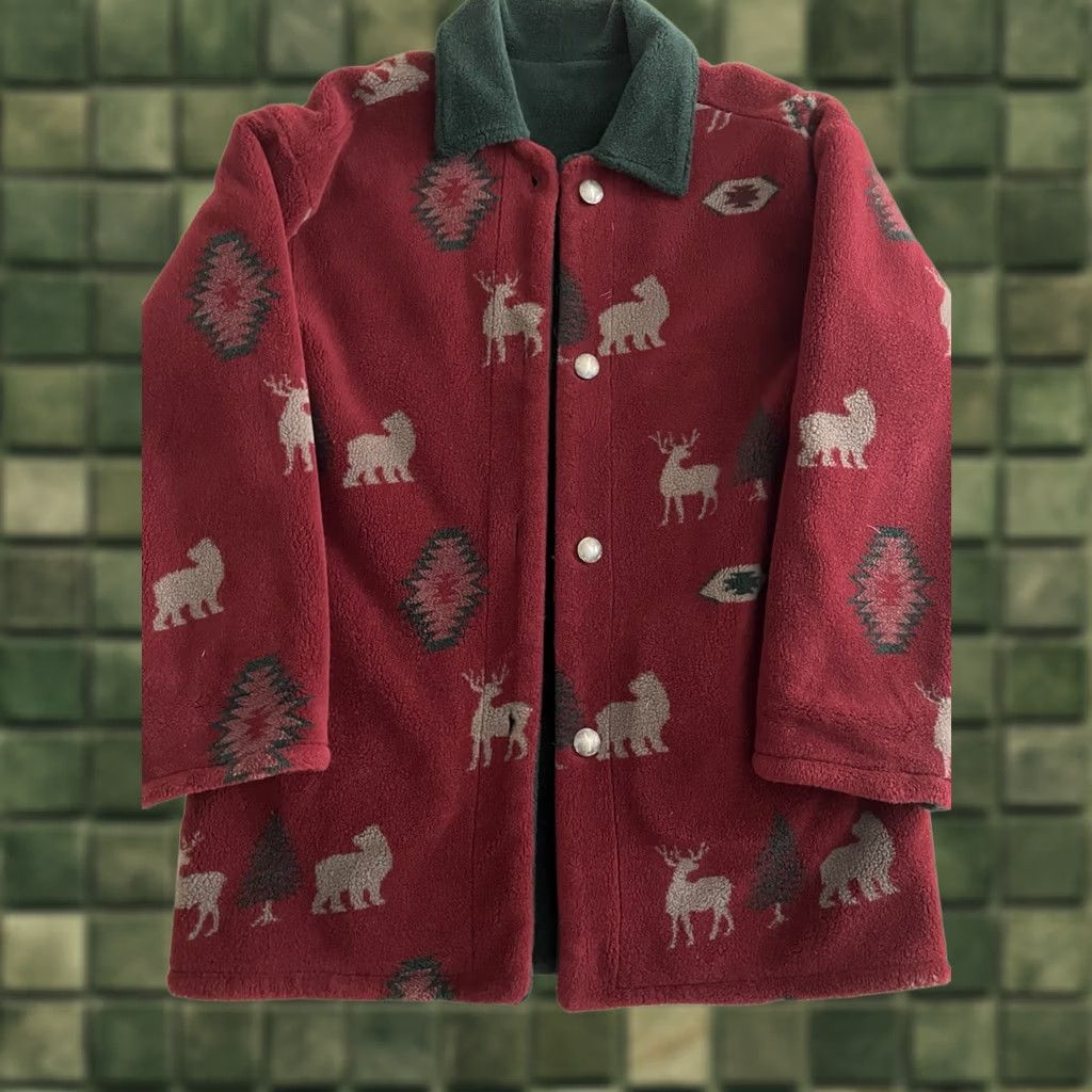 Vintage VINTAGE Denali Jacket Southwestern Bears Deer Oversized Button M Hoodie Pockets Reversible Zip Fade Red/Black/Tan Women Size M Size M / US 6-8 / IT 42-44 - 1 Thumbnail