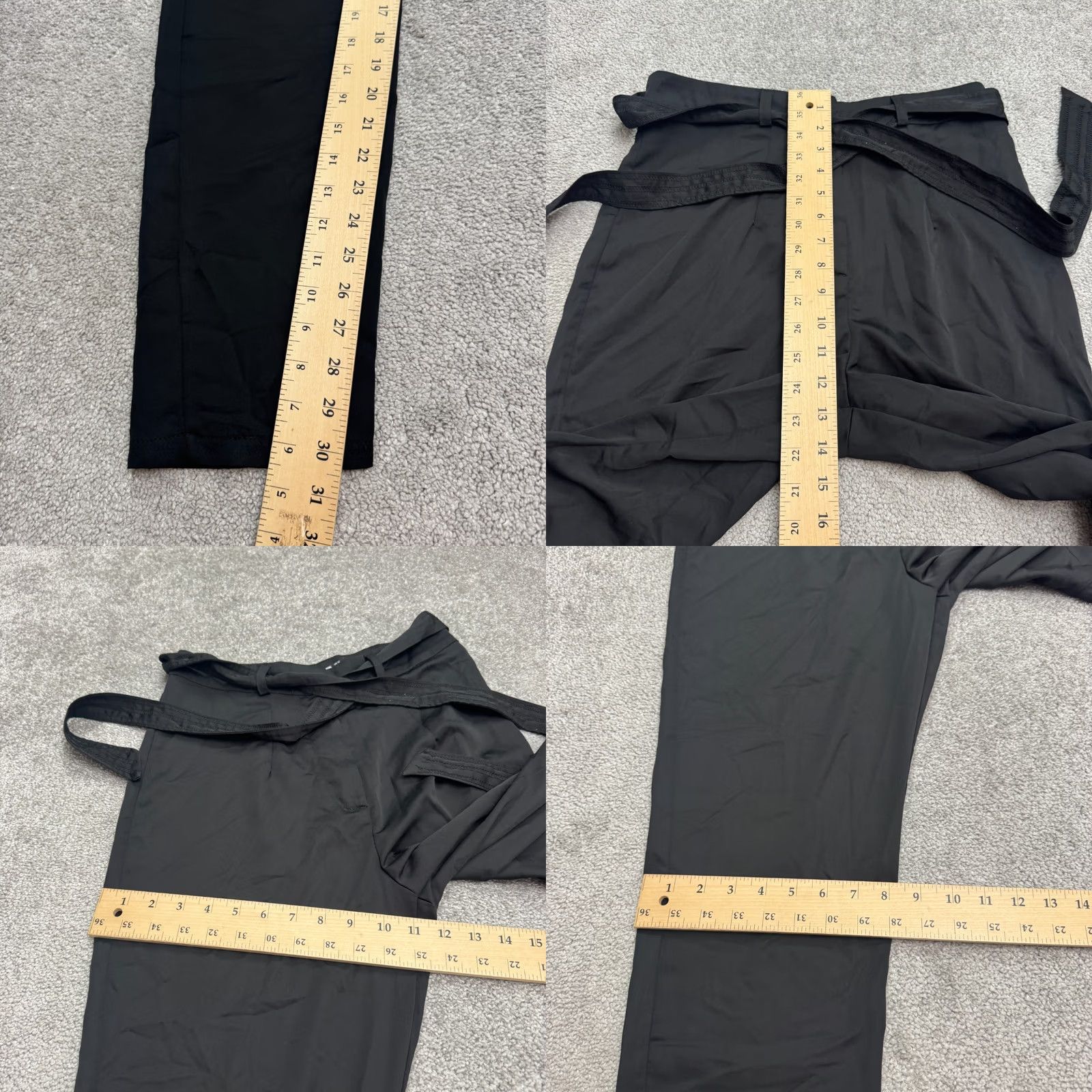 Boohoo Boohoo Black High Rise Pleated Paperbag Tapered Pants Womens 8 Formal Casual Workwear Belted Size 30" / US 8 / IT 44 - 10 Thumbnail