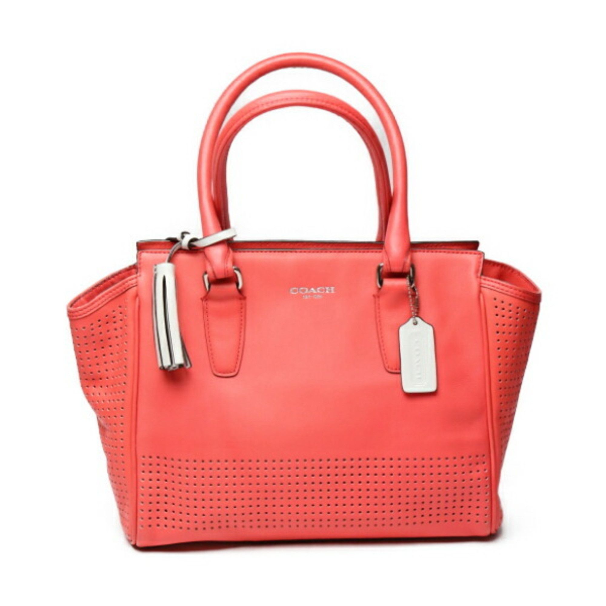 image of Coach Tote Bag Calf F22388 Coach Salmon Pink Handbag, Women's