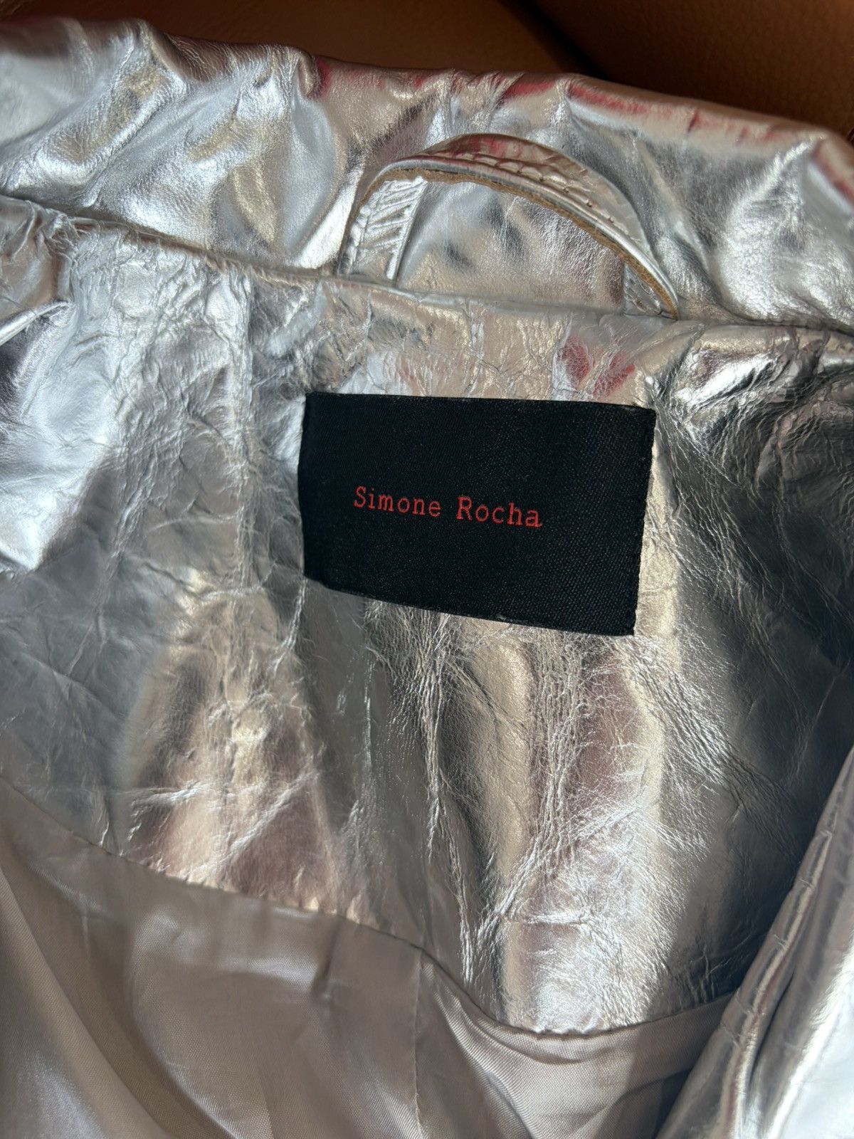 Simone Rocha Simone Rocha SS24 Mens Metallic Leather Biker Jacket Size US S / EU 44-46 / 1 - 4 Thumbnail