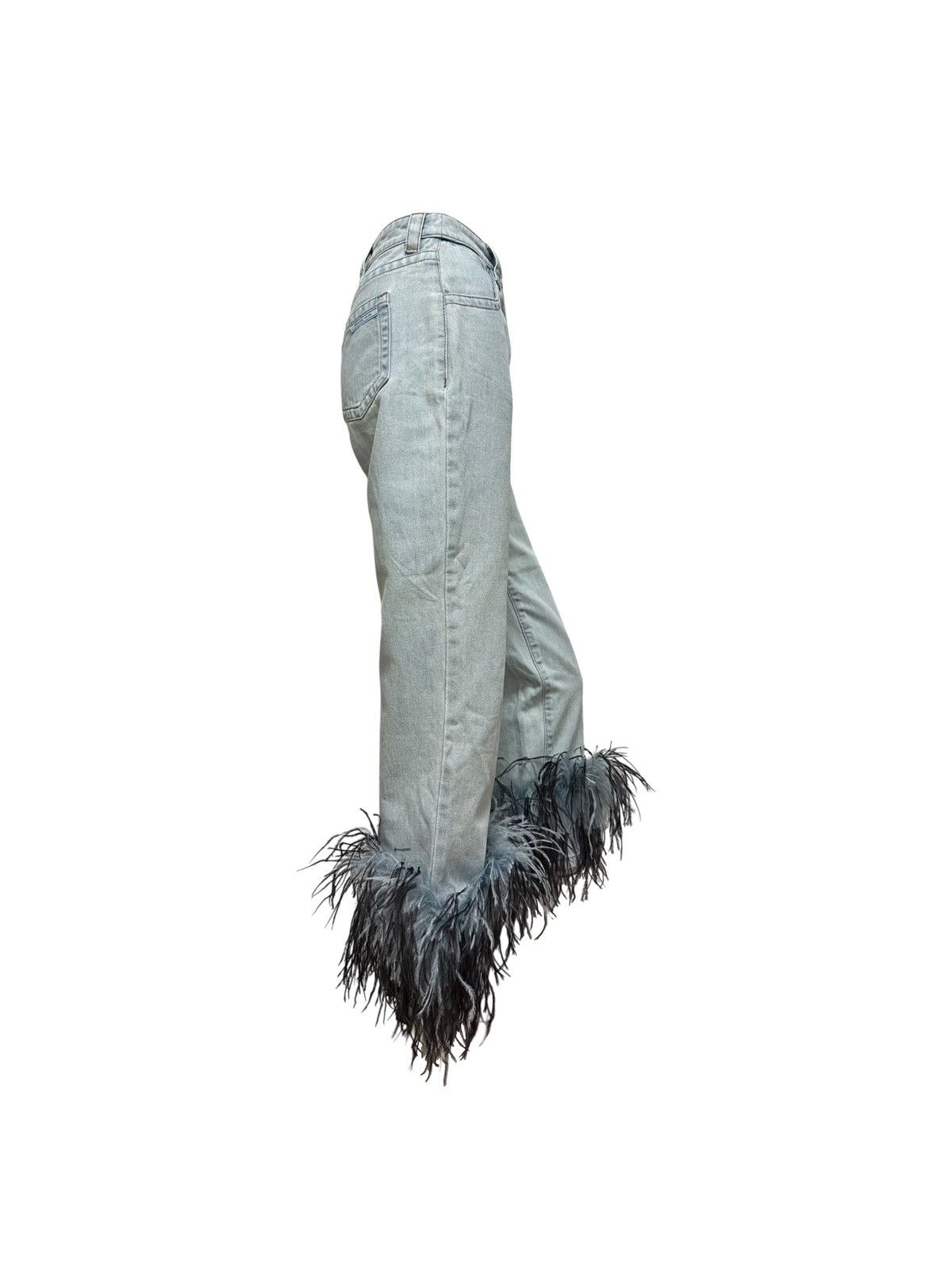 Prada PRADA Spring Summer 2017 Ostrich Feather Trim Denim Pants Size 24" / US 00 / IT 34 - 3 Thumbnail