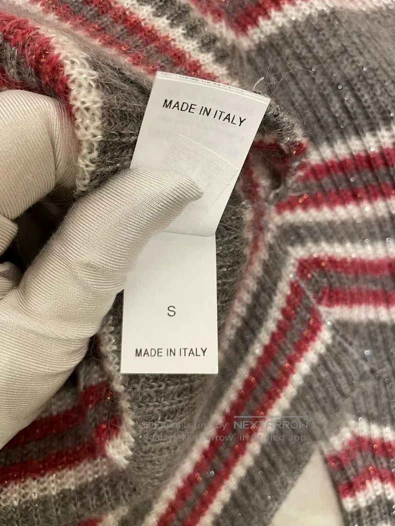 Brunello Cucinelli Brunello Cucinelli Grey and Red Striped Mohair Wool Sweate Size S / US 4 / IT 40 - 8 Thumbnail