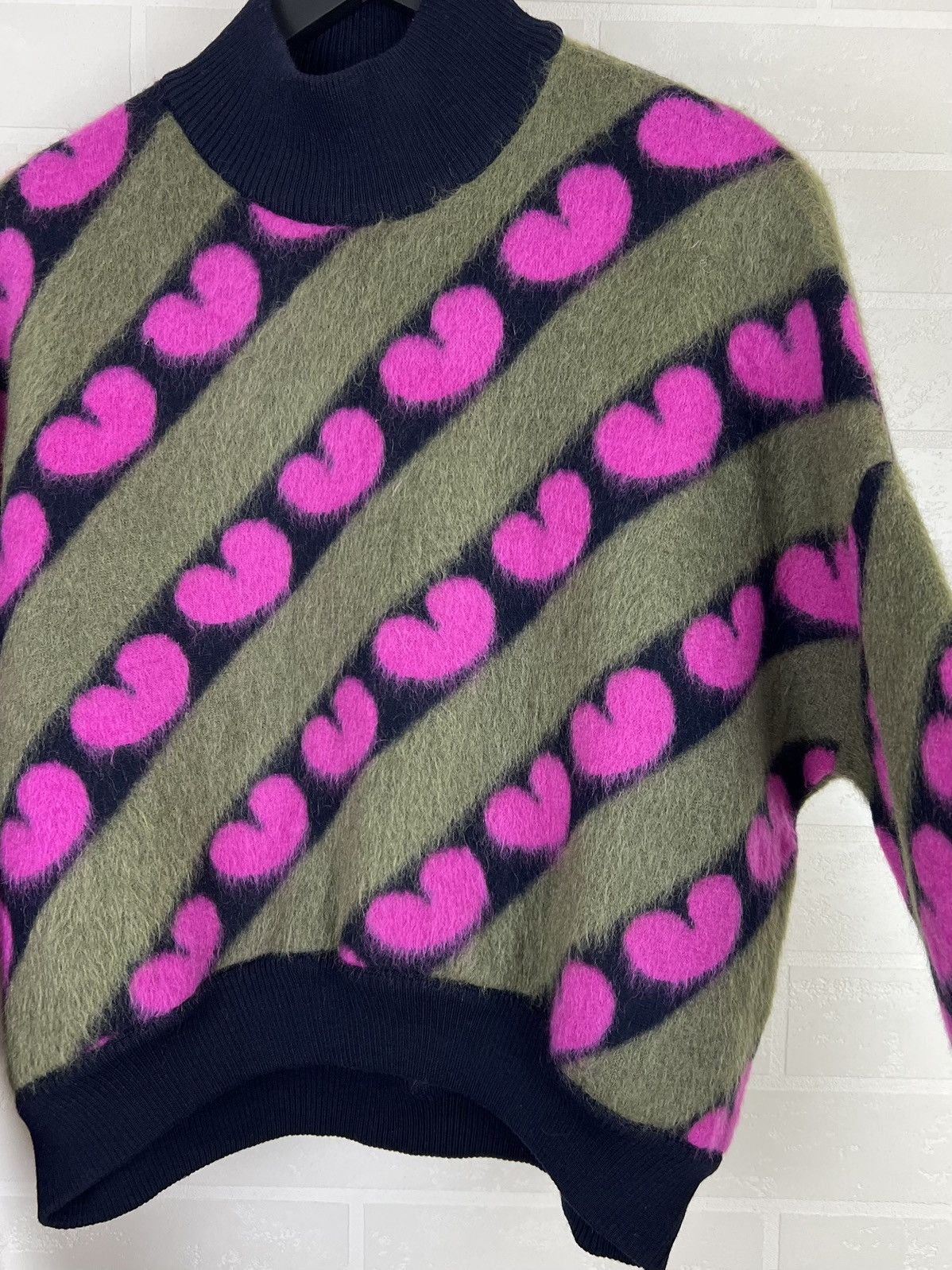 Marni MARNI Sweater Mohair Wool HEARTS Striped Pattern Logo Wmn’s Size S / US 4 / IT 40 - 9 Thumbnail