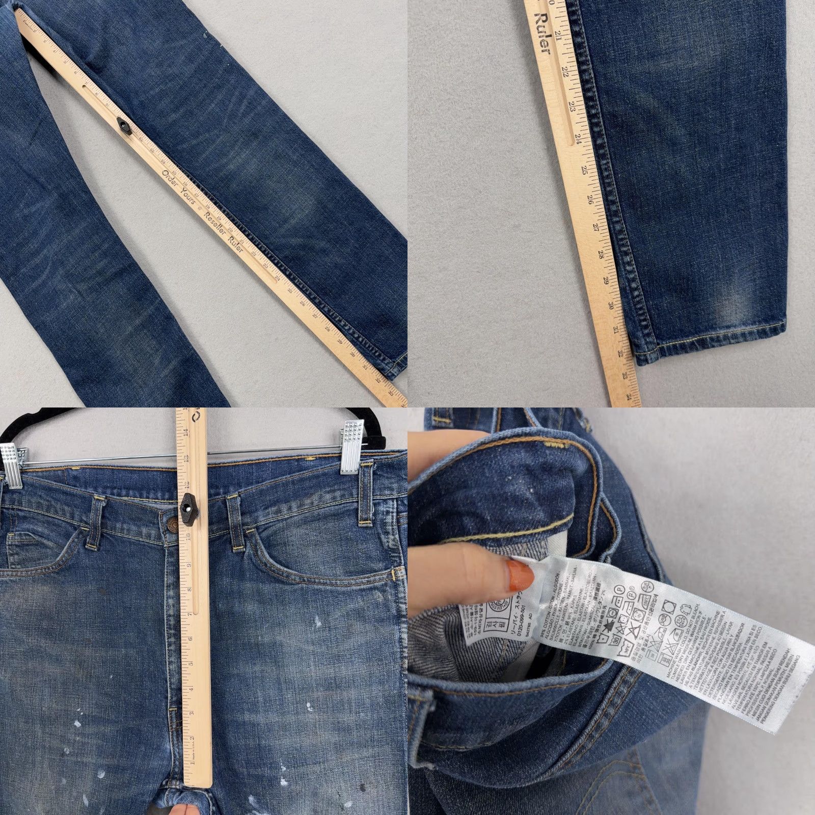 Levi's Levi's Jeans Mens 36x34 Blue Distressed Paint Splatter 605 Slim Straight Denim 90s Grunge Jeans Mens Size US 36 / EU 52 - 9 Thumbnail