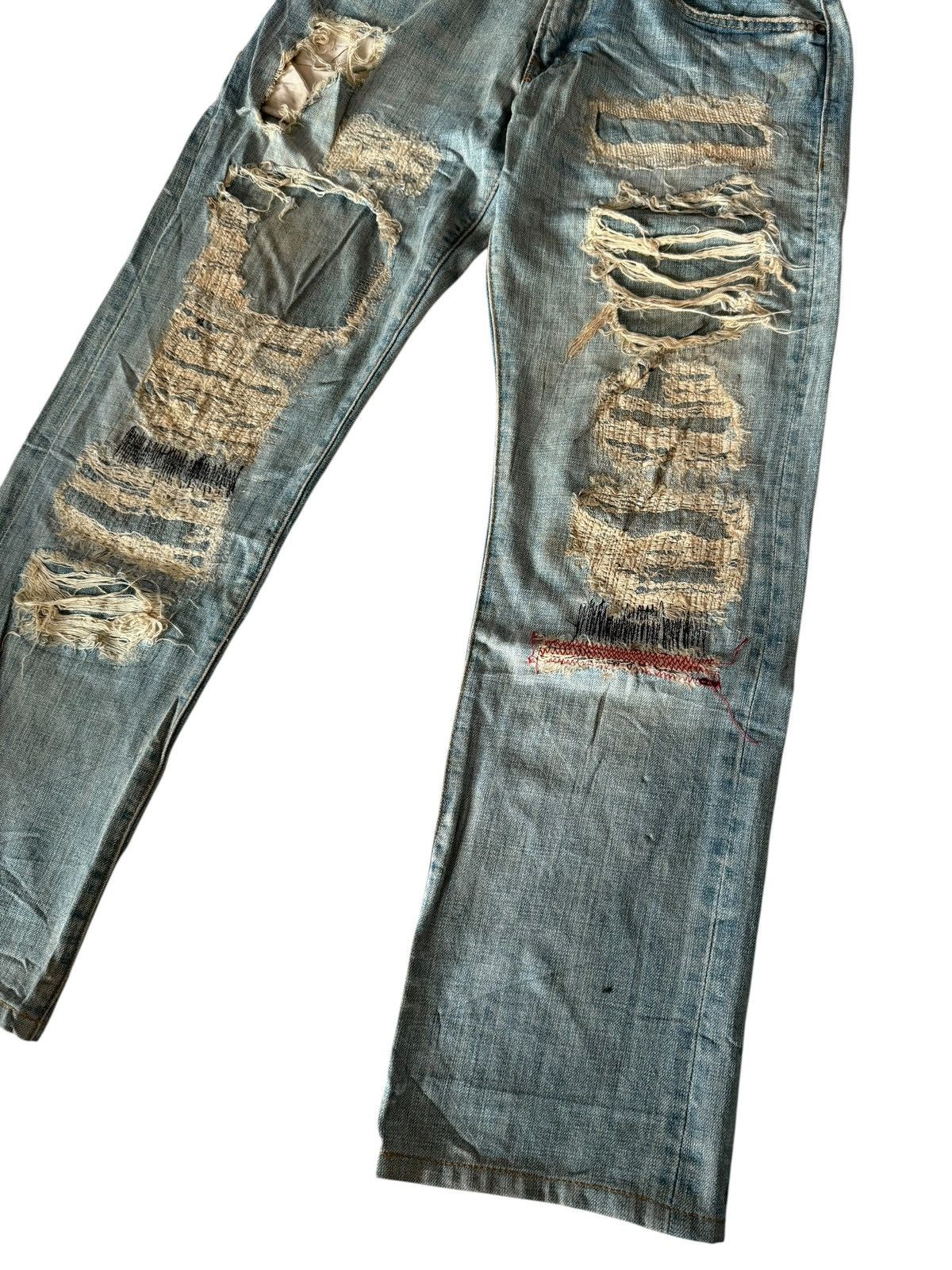 Japanese Brand Japanese Ykk New Max Faded Distressed Rare Design Denim Size US 29 - 4 Thumbnail