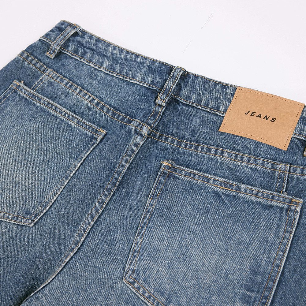 Jean Men's washed distressed irregular patchwork straight jeans Size US 32 / EU 48 - 5 Thumbnail
