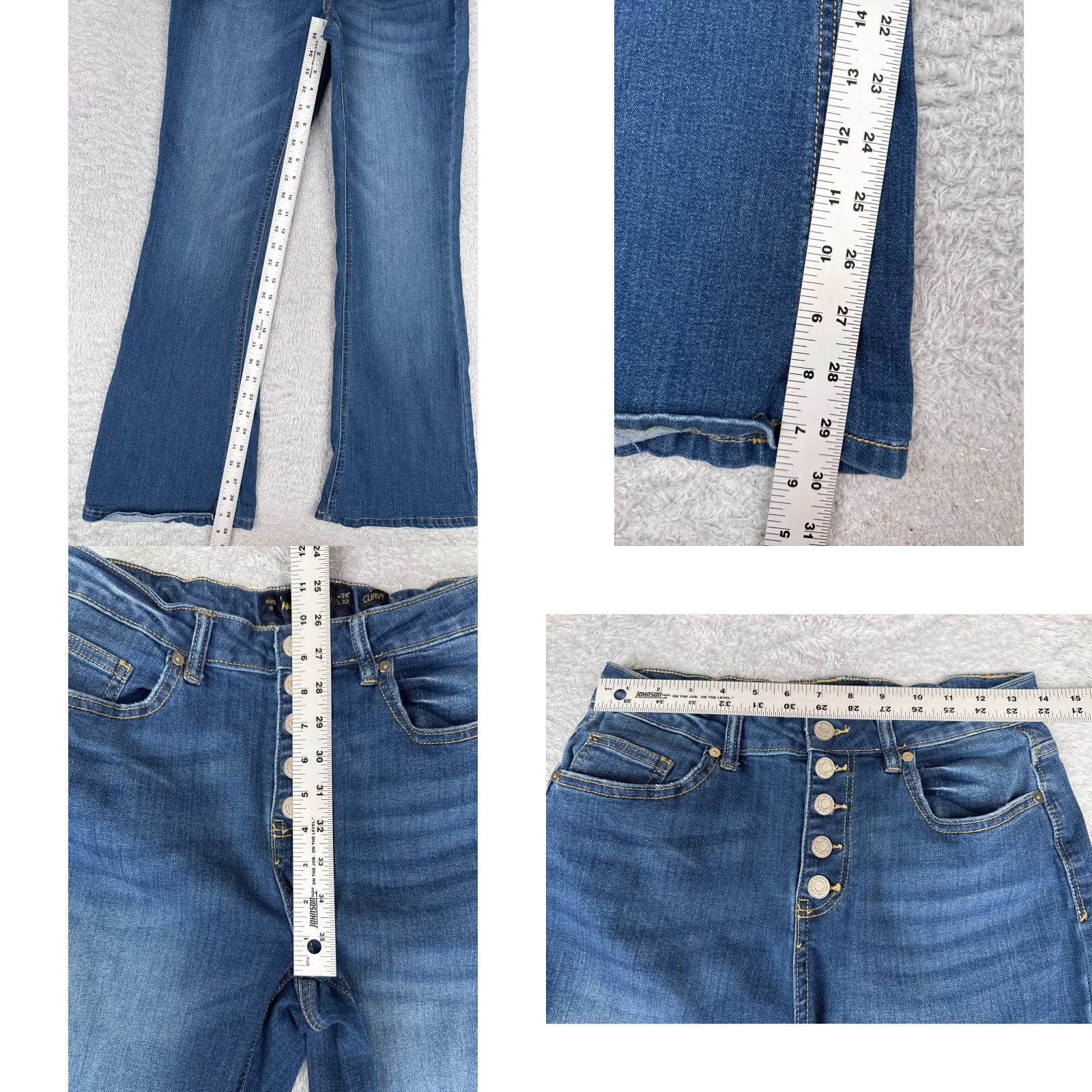 Denime Indigo Rein Jeans Juniors 9 Blue Denim Curvy Flared Button Fly Cotton 27x30 Denim Flared 5-Pocket Womens Jeans 27x30 Blue 27x30 (indigo rein) Size 30" / US 8 / IT 44 - 8 Thumbnail