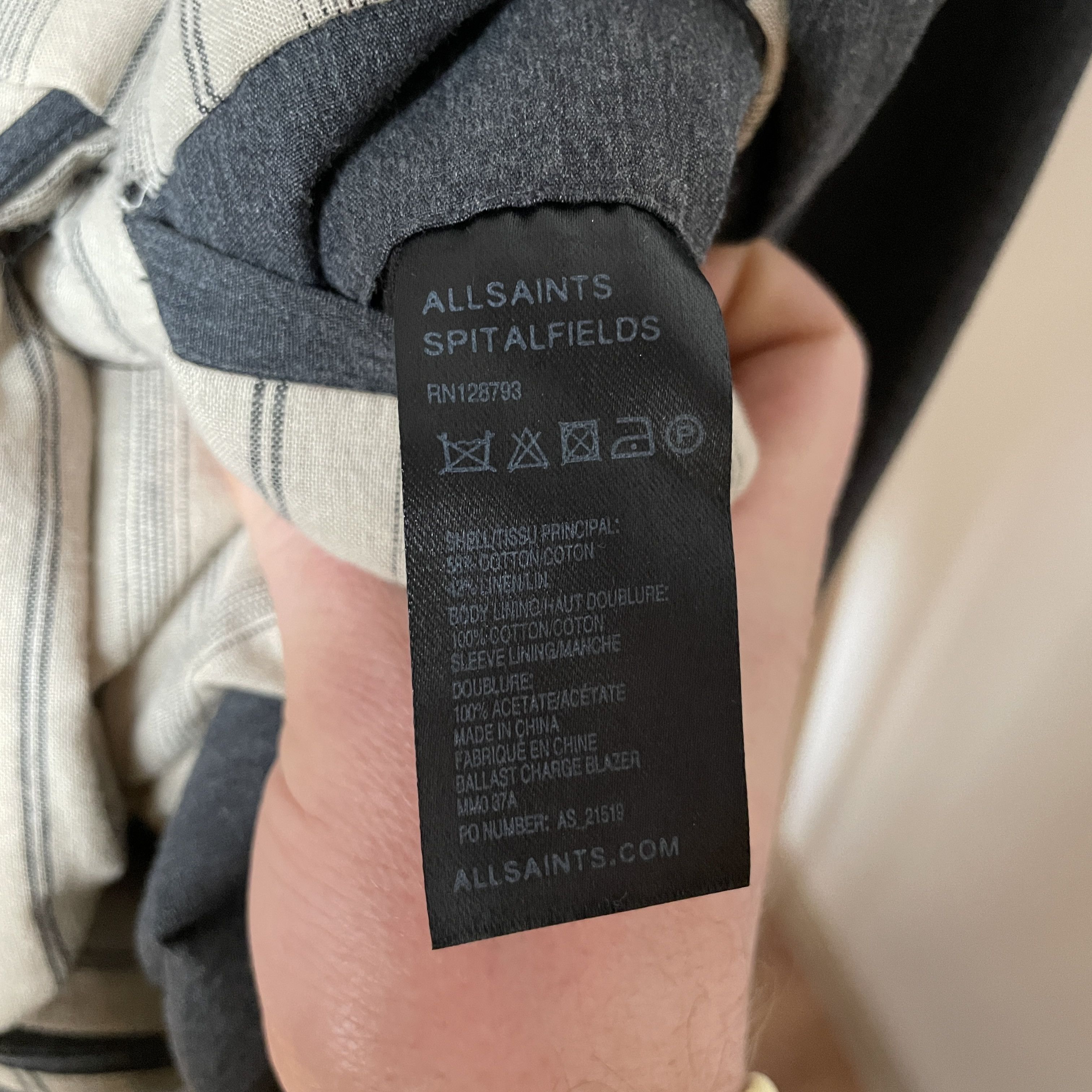 Allsaints Allsaints Ballast Charge Cotton/Linen Half Lined Blazer Size 36R - 8 Thumbnail