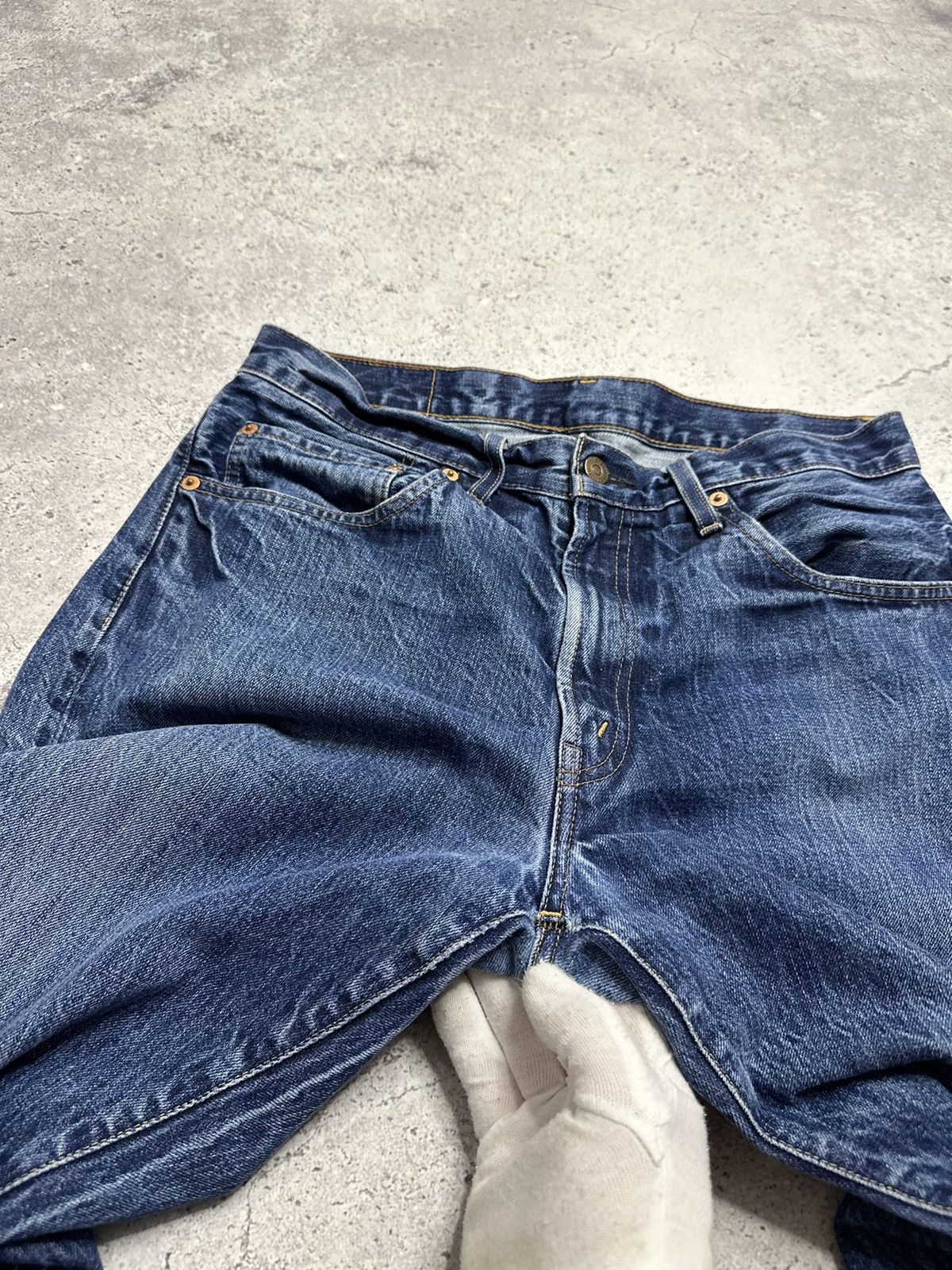 Levi's Levi’s 505 0217 Big E Denim Blue Distressed Selvedge Pants Size US 33 - 16 Thumbnail