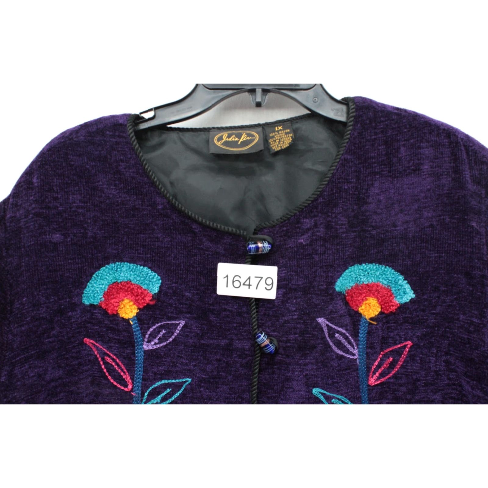 Vintage VINTAGE Julia Kim Art to wear Artsy Deco Embroidered Floral Women's Quirky Jacket Sz 1X Size XL / US 12-14 / IT 48-50 - 8 Thumbnail