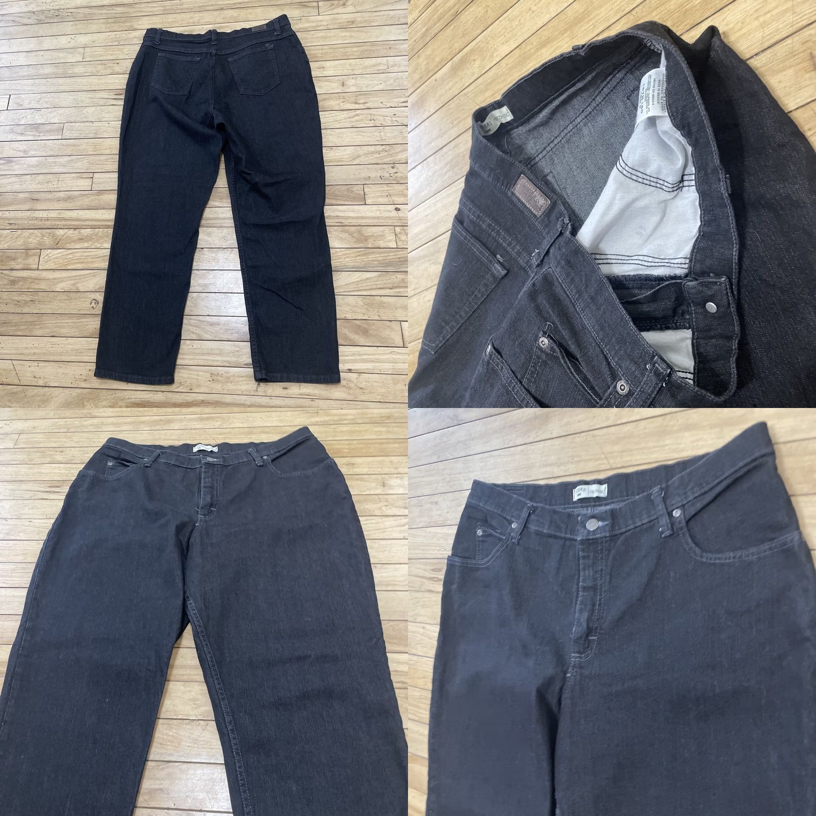 Lee VINTAGE Riders By Lee Relaxed Jeans Women 18W P Plus Petite All Black Work Pants 36x30 Size 40" / US 18 - 10 Thumbnail