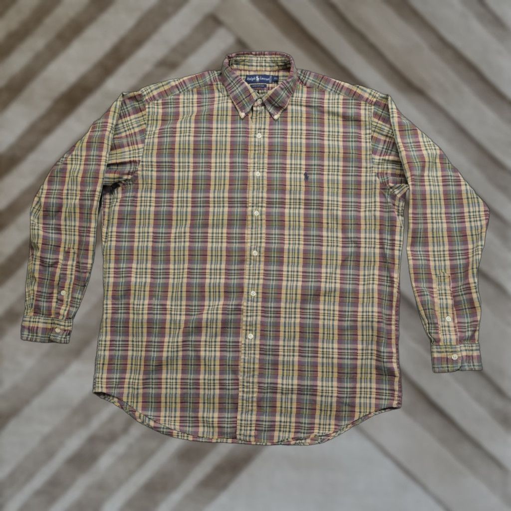 Ralph Lauren Ralph Lauren Shirt Mens XL Red Tan Plaid Button Down Long Sleeve Size US XL / EU 56 / 4 - 1 Thumbnail