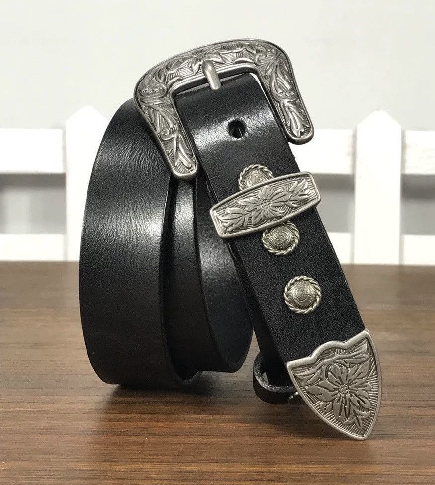 Japanese Brand Retro vintage punk buckle western leather belt Size ONE SIZE - 7 Thumbnail