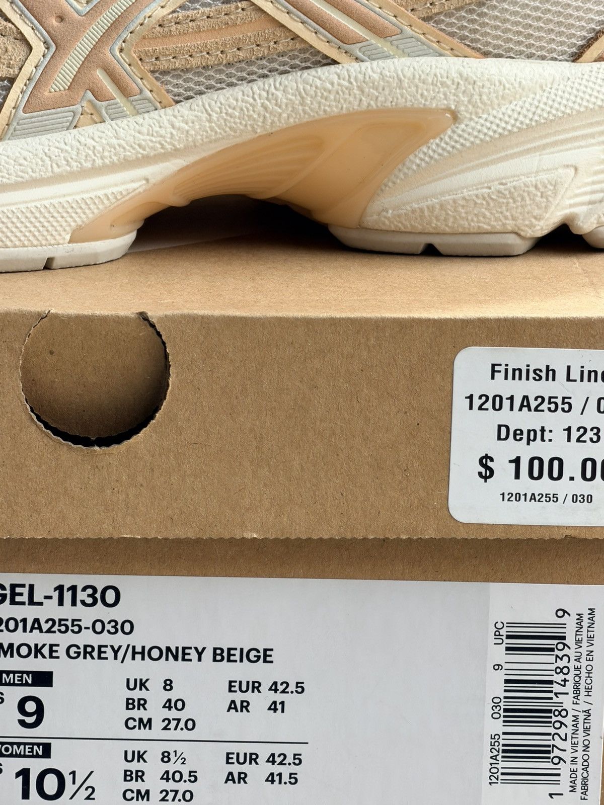 Asics ASICS Gel-1130 Honey Beige Size 9 Smoke Grey Cream Size US 9 / EU 42 - 2 Thumbnail