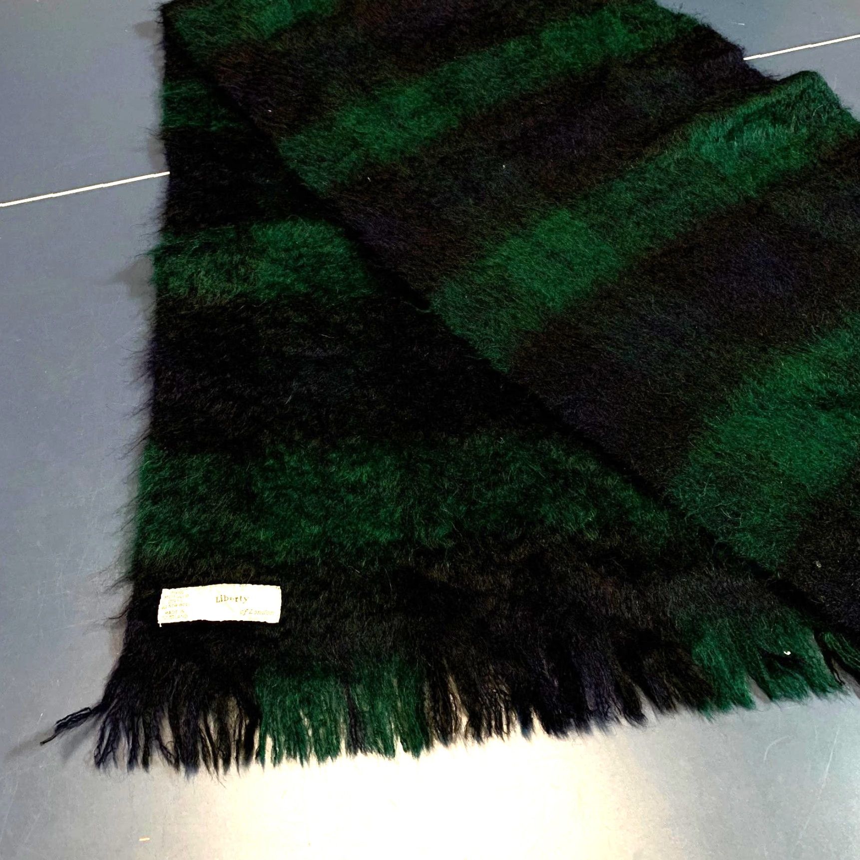 Liberty London VINTAGE Liberty Of London Mohair Wool Scarf Tartan Plaid Scotland 68x20 Green Fringe Wool Scarf Womens 68 in 20 in Size ONE SIZE - 6 Thumbnail