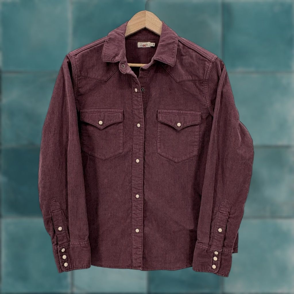 Faherty VINTAGE Faherty Stretch Cord Western Shirt Womens Small Catawba Grape Corduroy Cowboy Size S / US 4 / IT 40 - 1 Thumbnail
