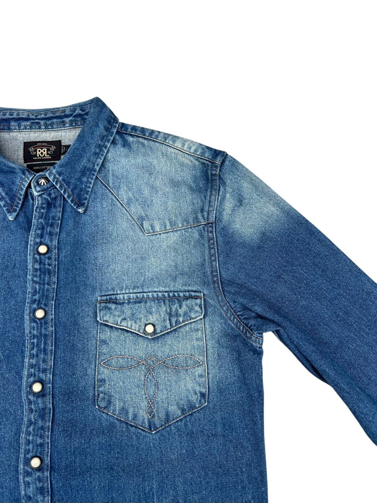 RRL Ralph Lauren RRL Mud Denim Western Shirt Size US L / EU 52-54 / 3 - 13 Thumbnail