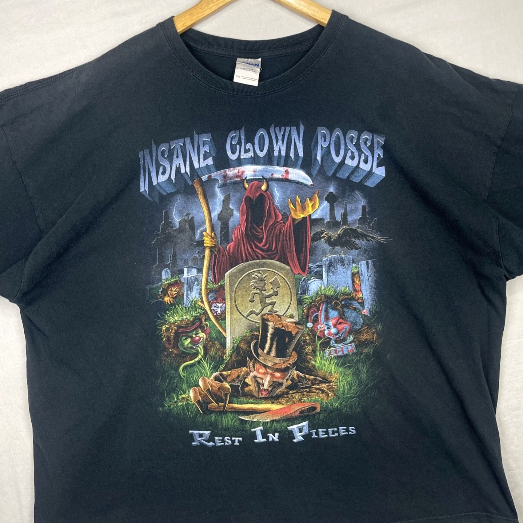 Gildan VINTAGE Insane Clown Posse Shirt Mens 3XL Black Rest In Pieces ICP Psychopathic Records Size US XXL / EU 58 / 5 - 2 Thumbnail
