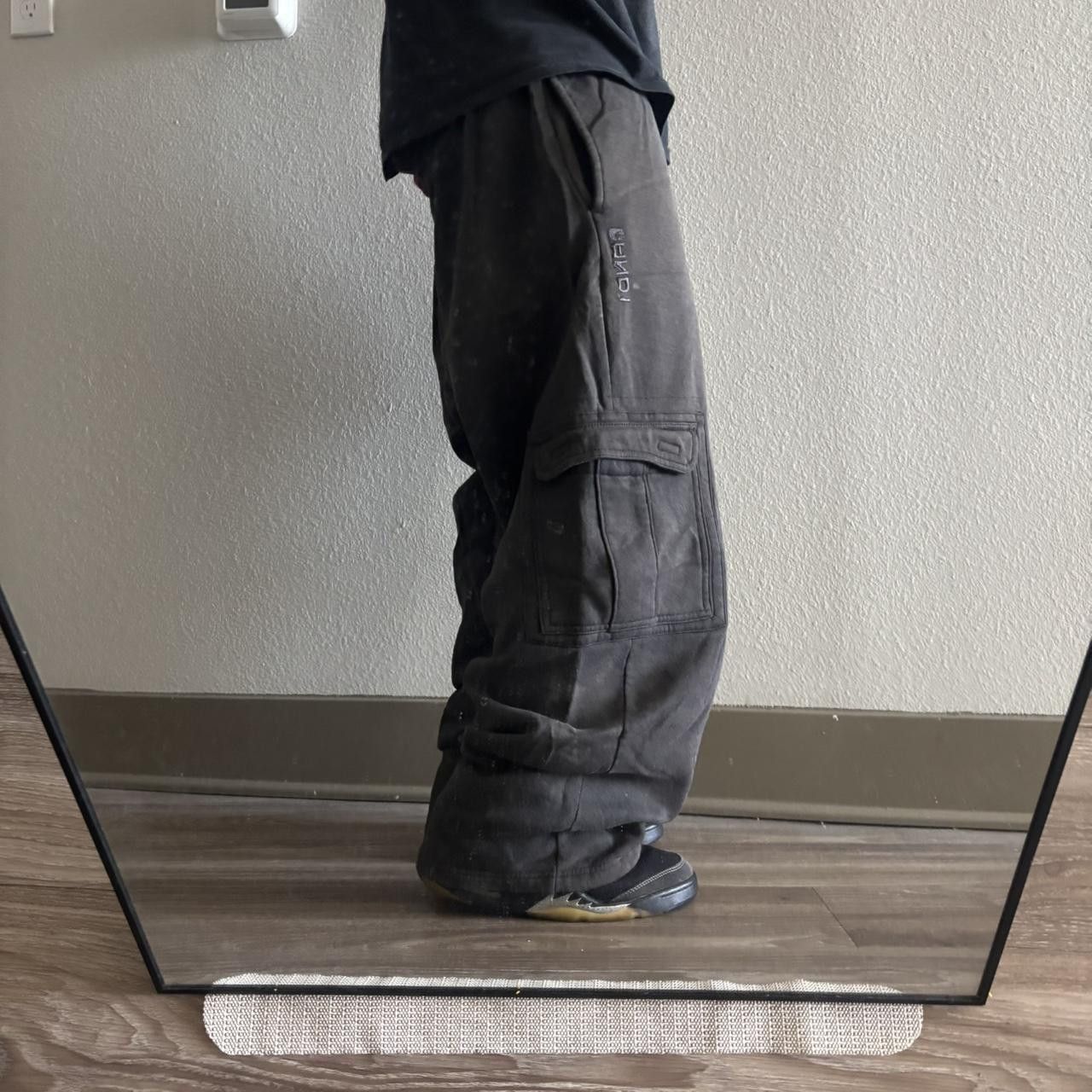 Japanese Brand Crazy Vintage Y2K/2000s Baggy Faded Black Skater Style Cargo Sweatpants! Fits M Size US 34 / EU 50 - 2 Thumbnail