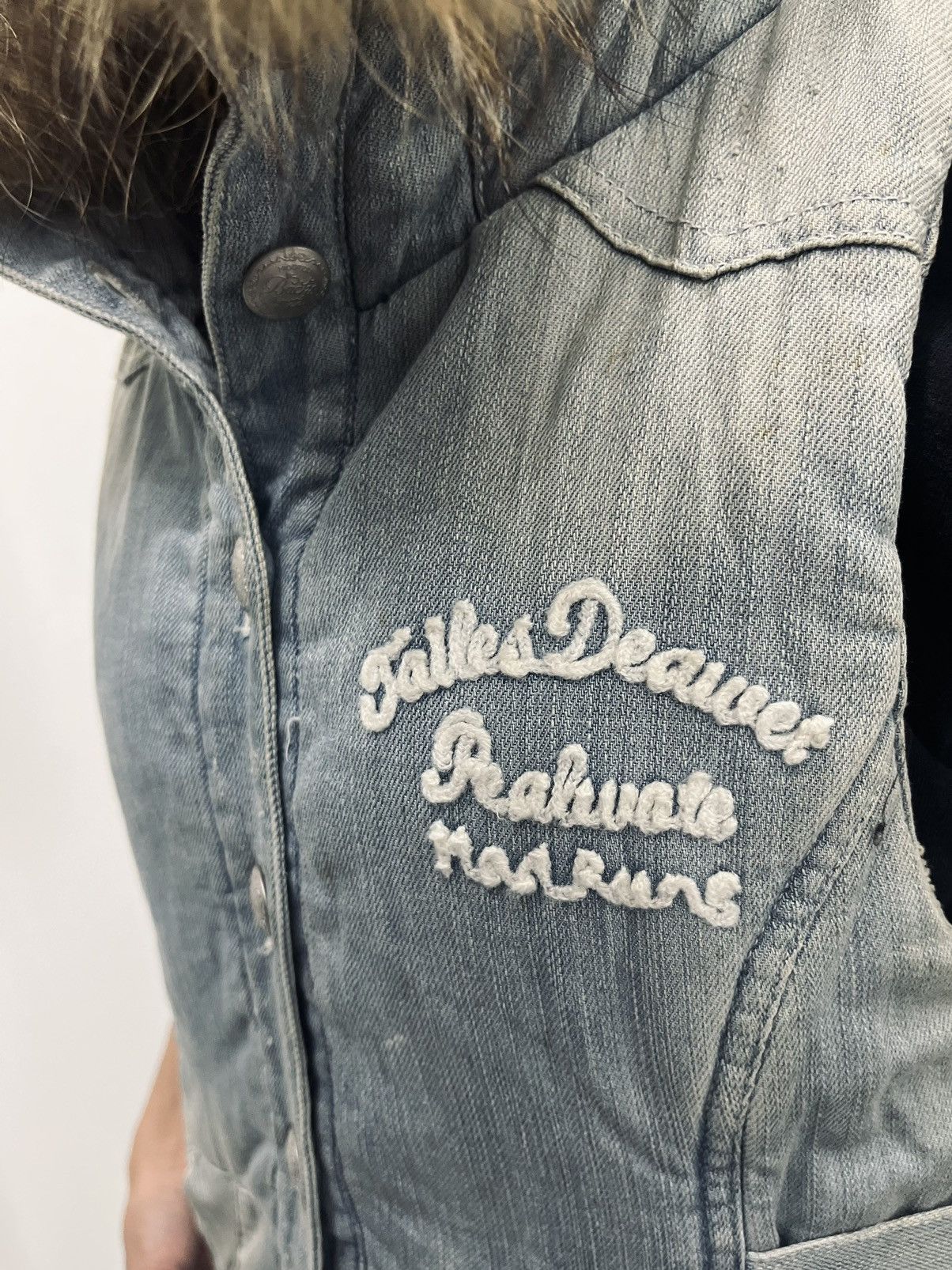 Japanese Brand Vest Denim Fur Double Hoodie by Backs Satisfaction Size US L / EU 52-54 / 3 - 4 Thumbnail