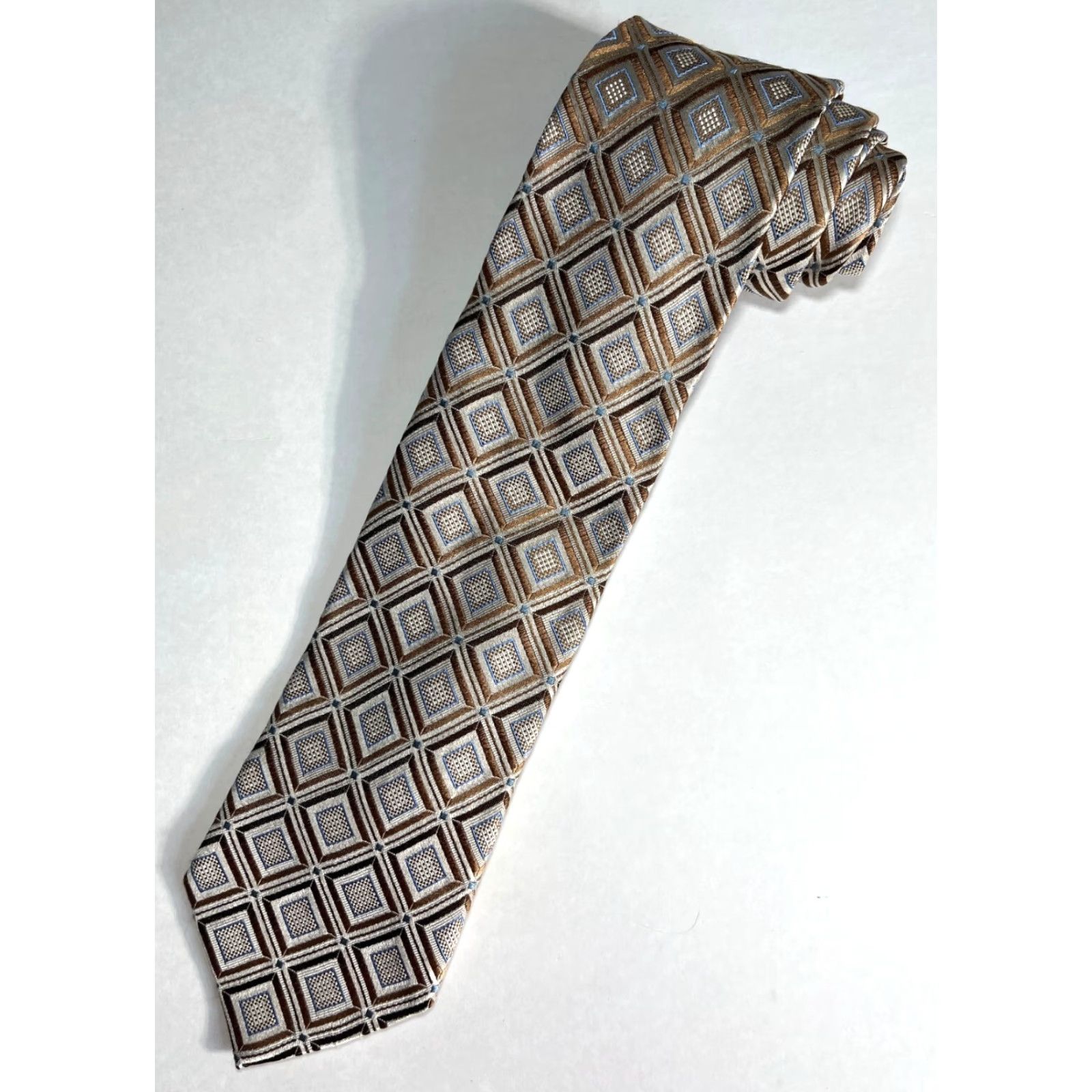 Ermenegildo Zegna Ermenegildo Zegna Men's Tie Geometric Woven Silk Made in Italy - Multicolor, Long Wide 60.5" 3 7/8" Pre-owned Luxury Designer Men’s Silk Necktie Size ONE SIZE - 2 Thumbnail