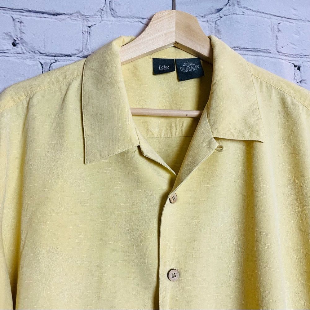 Other Folio Silk Hawaiian Yellow Shirt Palm Trees Size L Size US L / EU 52-54 / 3 - 2 Thumbnail