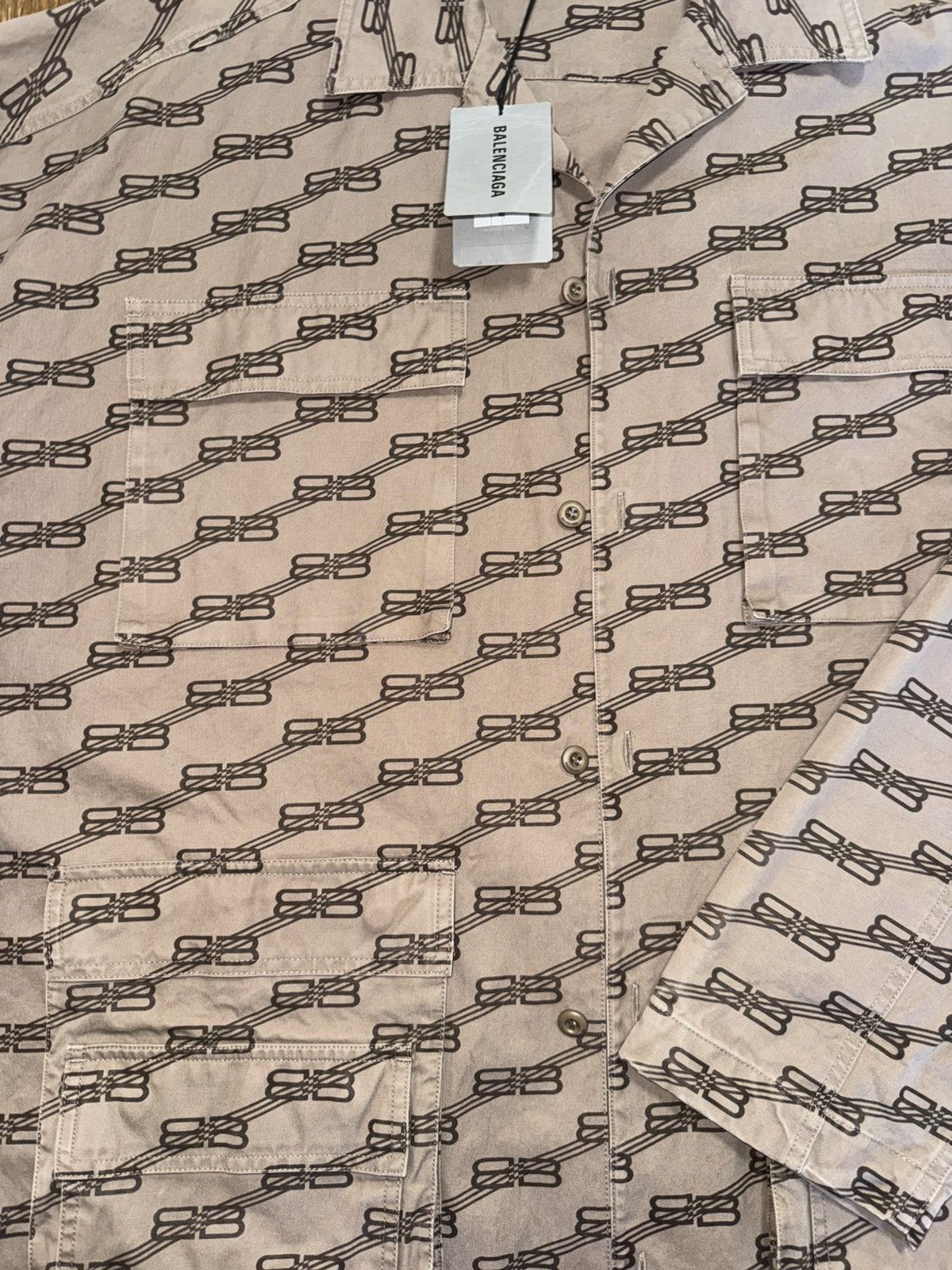 Balenciaga Balenciaga Monogram Beige Button Up Long Sleeve Shirt Size US XXS / EU 40 - 3 Thumbnail