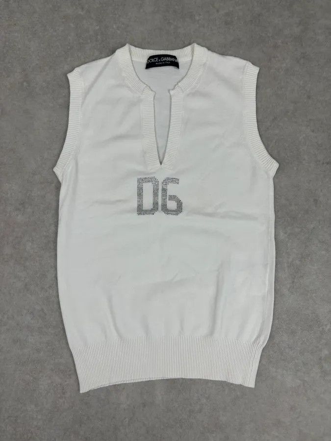 Dolce & Gabbana SS2006 Dolce & Gabbana White Sleeveless Logo Sweater Size S / US 4 / IT 40 - 3 Thumbnail