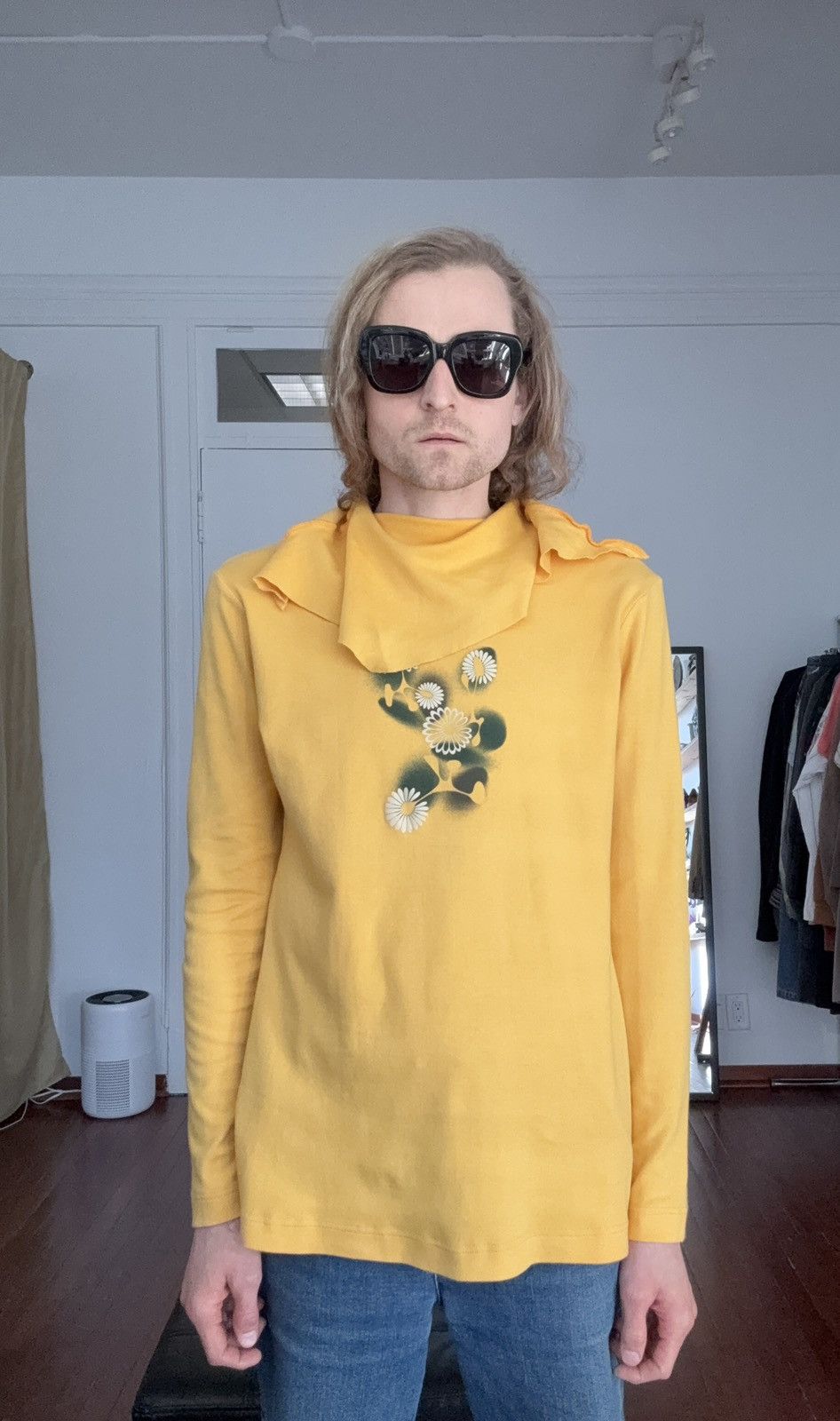 Stefan Cooke Stefan Cooke SS19 Runway Shawl Collar Daisy Shirt Size US L / EU 52-54 / 3 - 17 Thumbnail