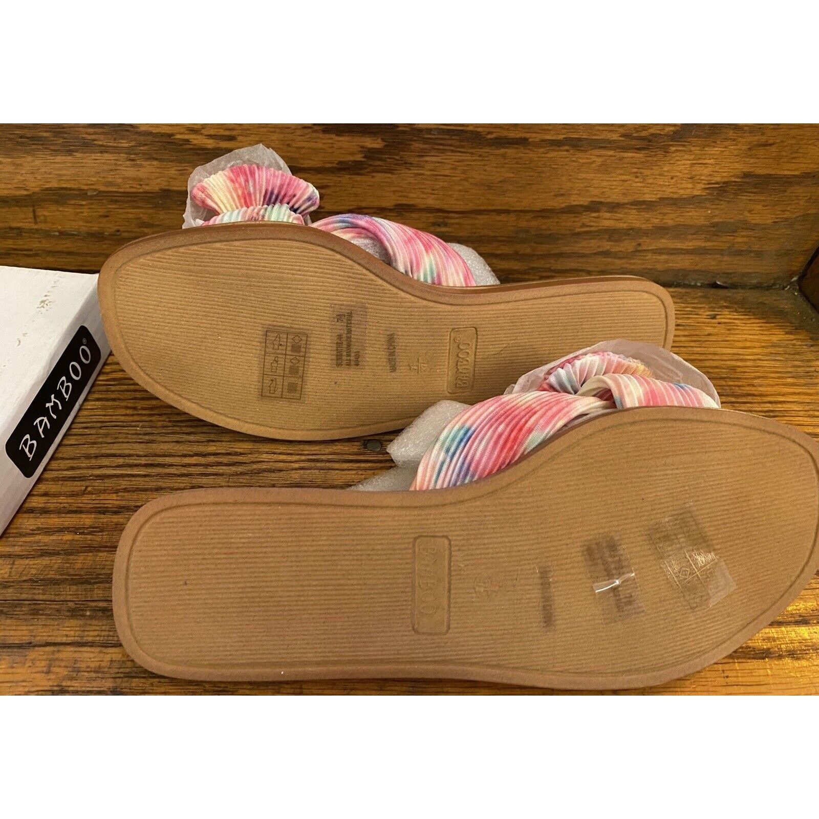 Other Bamboo Sandals Womens 7.5 Flat Slides Pink Tie Dye Faux Bow Size US 7.5 / IT 37.5 - 8 Thumbnail
