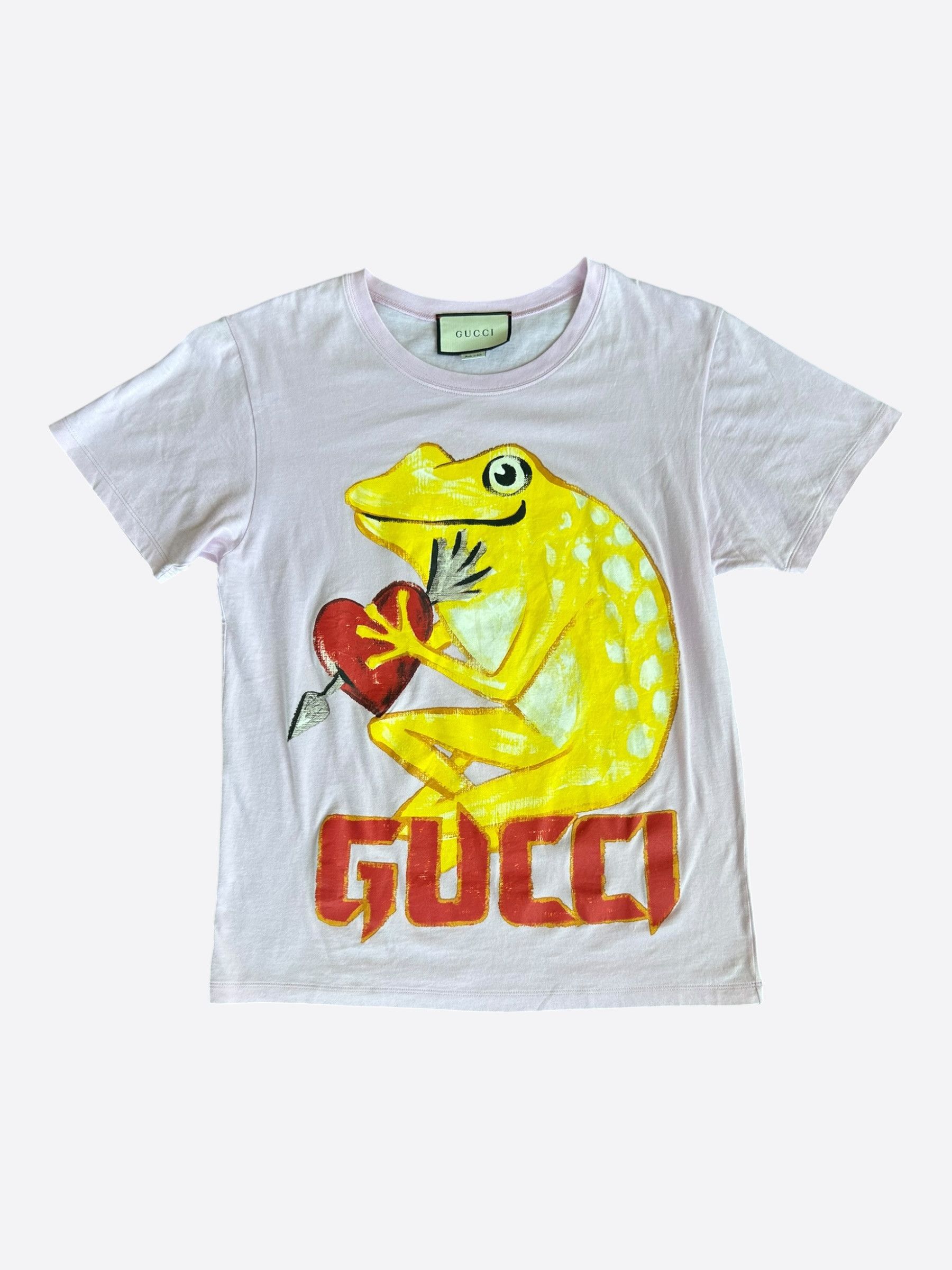 Gucci Gucci Pink & Yellow Frog Graphic T-Shirt Size US XS / EU 42 / 0 - 1 Thumbnail
