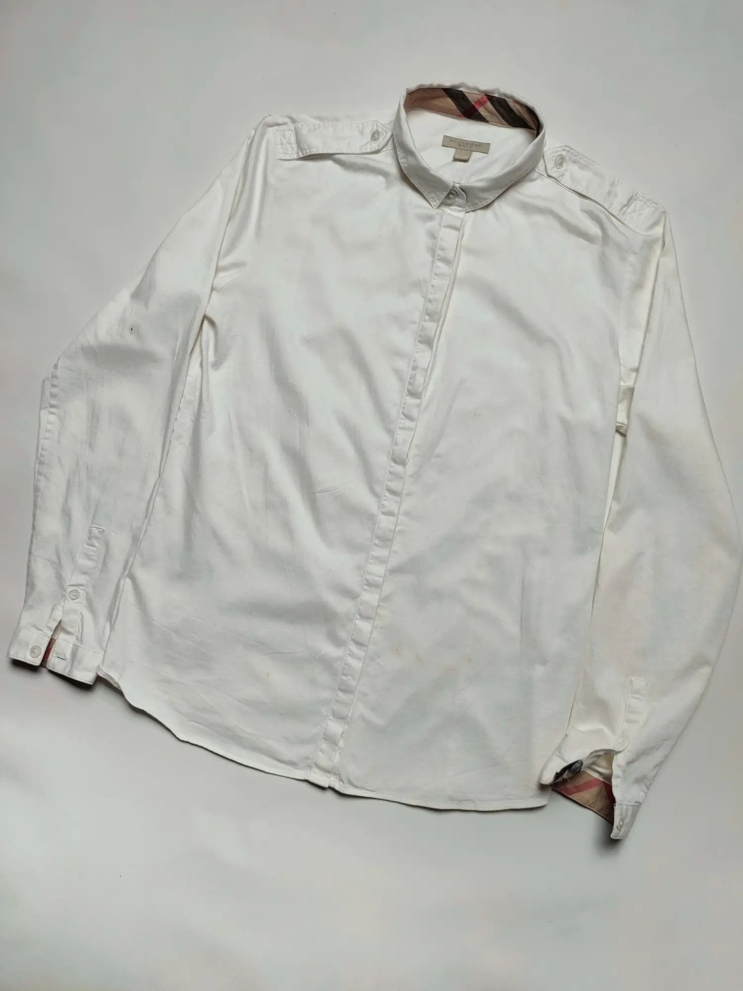 Burberry Burberry nova check neck white button shirt Size M / US 6-8 / IT 42-44 - 1 Thumbnail