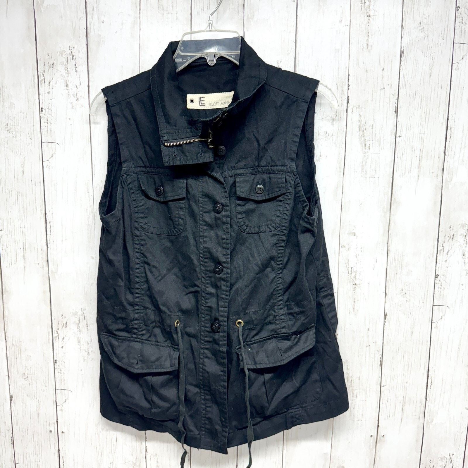 Other Elliot Lauren Vest Sz M Black Utility Zip Button Front Cinch Size M / US 6-8 / IT 42-44 - 1 Thumbnail