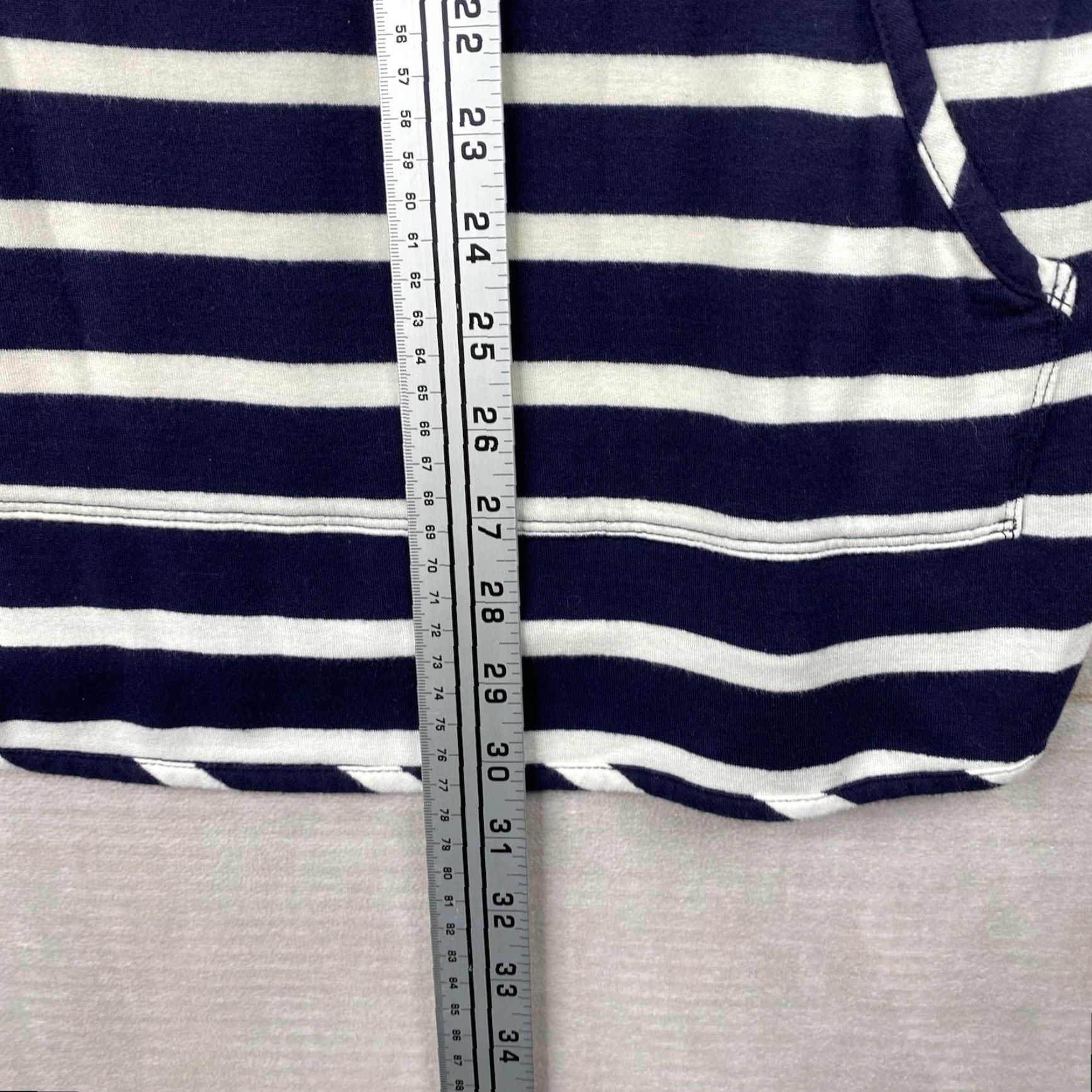 Market MARKET & SPRUCE Blue Striped Hooded Top XL Knit Rayon Spandex Casual Long Sleeve V-Neck Pullover Blouse Women Size XL / US 12-14 / IT 48-50 - 3 Thumbnail