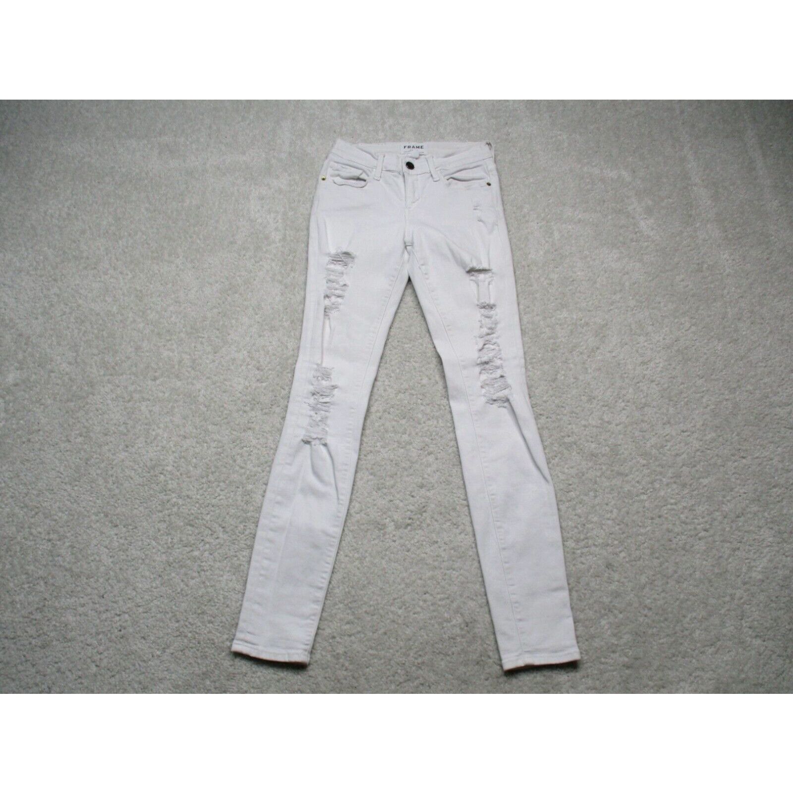 Frame Denim Forever Karlie White Raw Hem fashion Skinny Jeans Womens 25 New