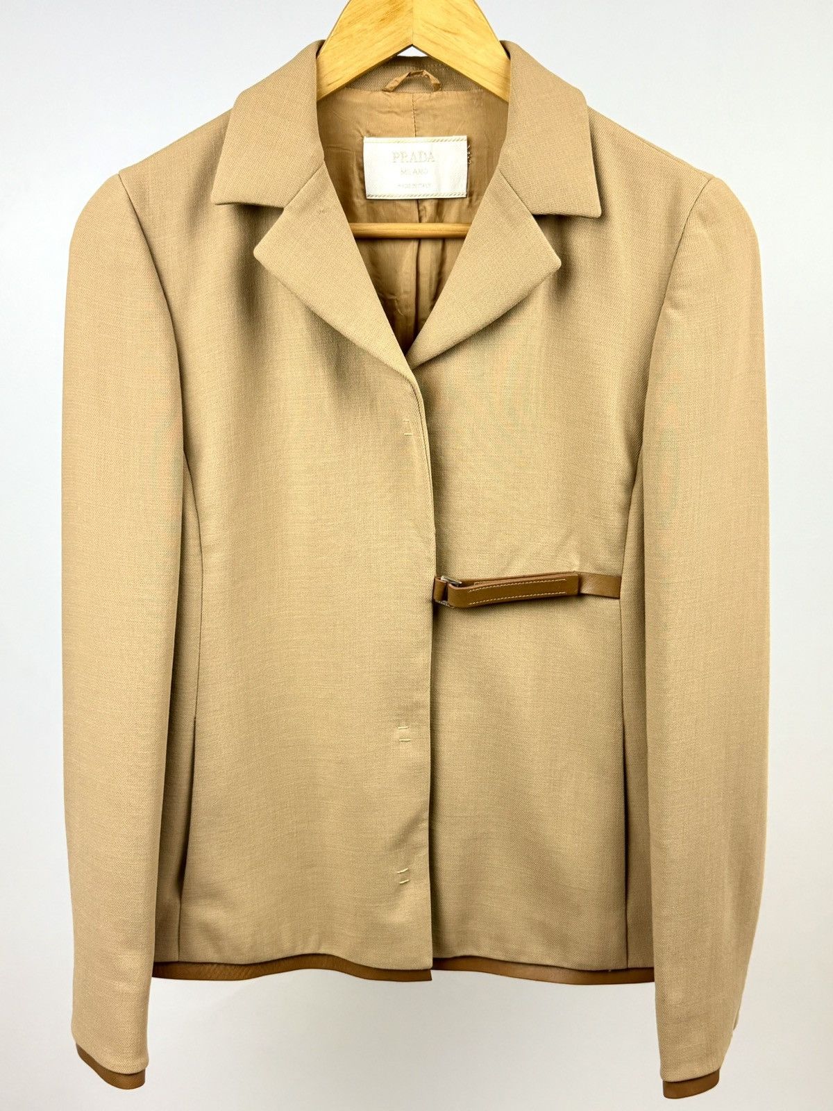 Prada Prada - FW/99 - Leather Trimmed - Wool - Jacket & Skirt Set Size S / US 4 / IT 40 - 2 Thumbnail