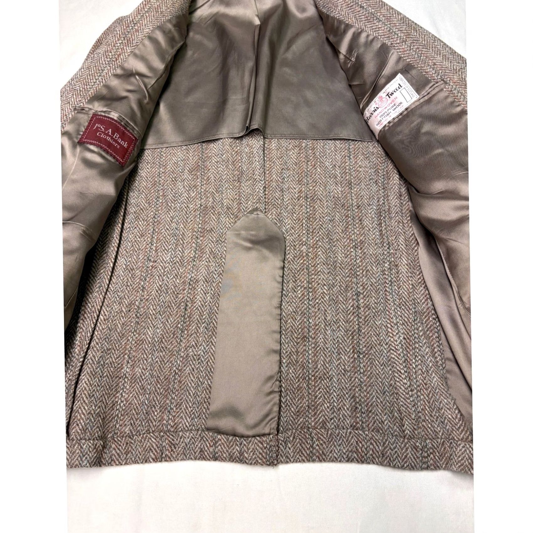 Jos. A. Bank VINTAGE Jos. A. Bank Harris Tweed Brown Herringbone Wool Blazer Sport Coat 42L Mens Size 42R - 5 Thumbnail